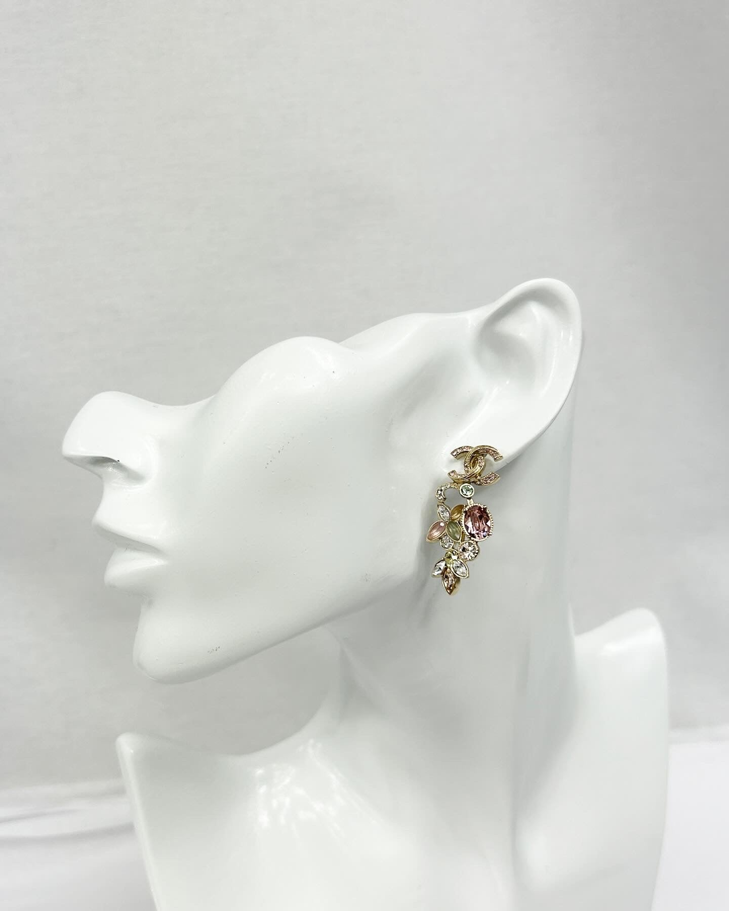 CC Gold Plated Semi- Precious Gemstone Floral Drop Earrings