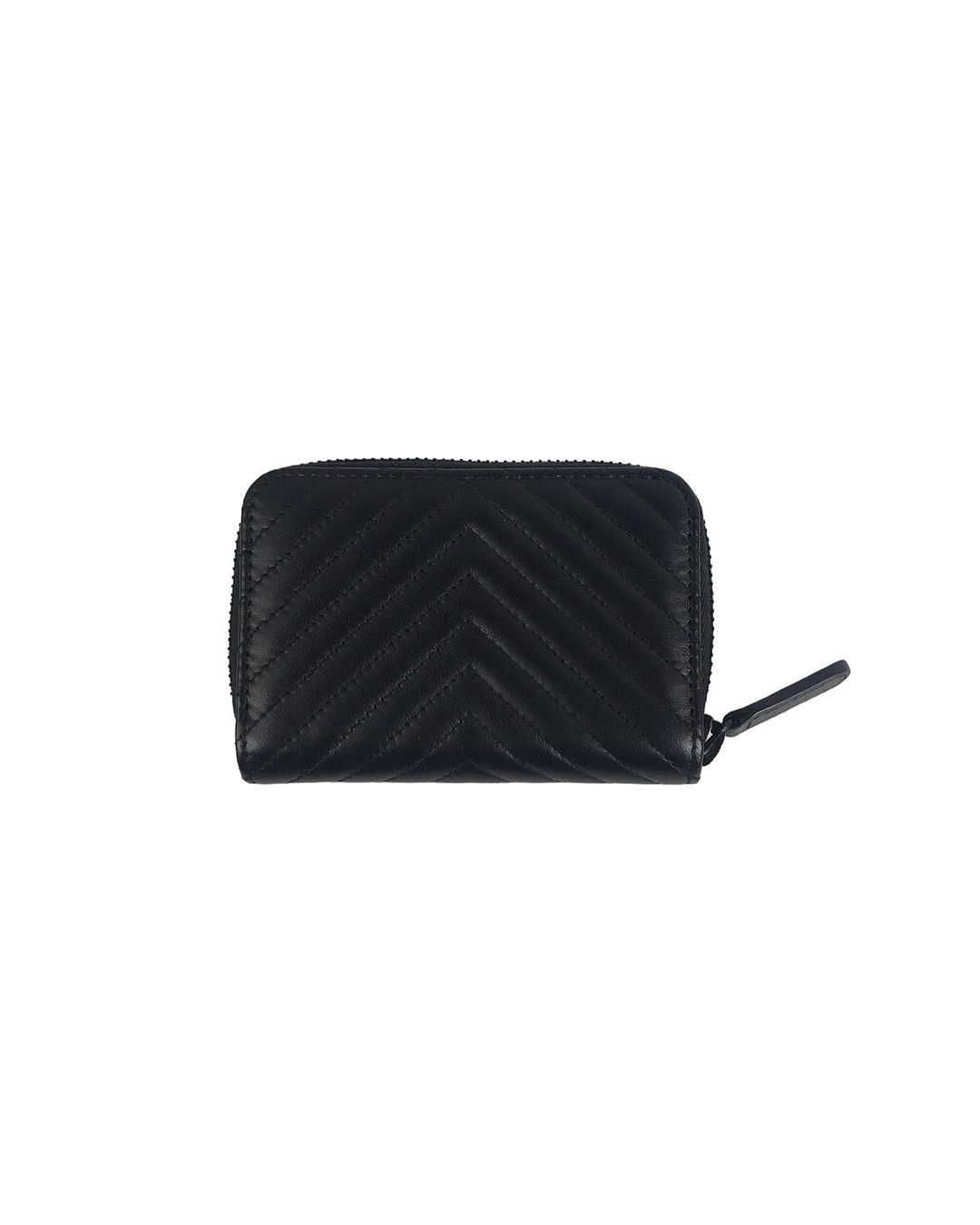 So Black Chevron Lambskin Zipped Coin Wallet w/BHW