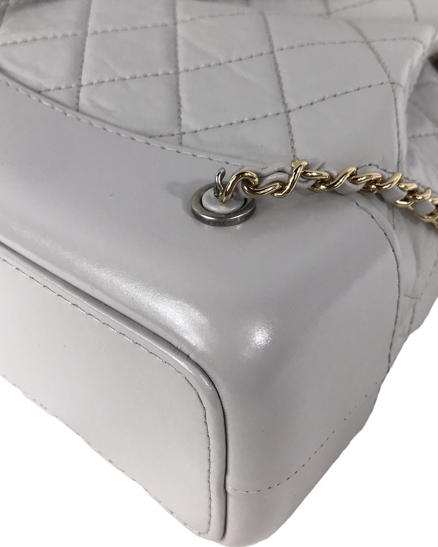 Light Grey Quilted Aged Calfskin Gabrielle Backpack w/ RHW/GHW/AGHW/SHW