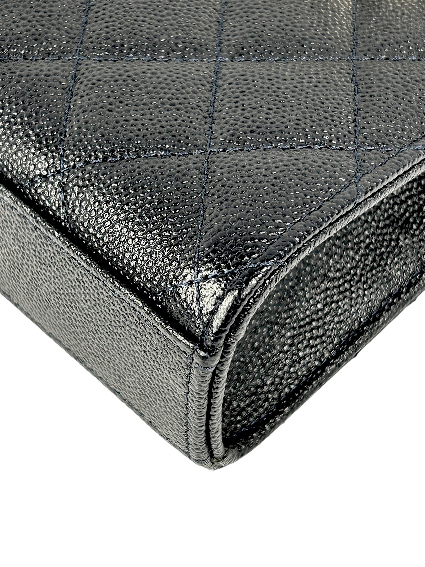 Navy Quilted Caviar Leather Golden Class Phone Holder w/LGHW