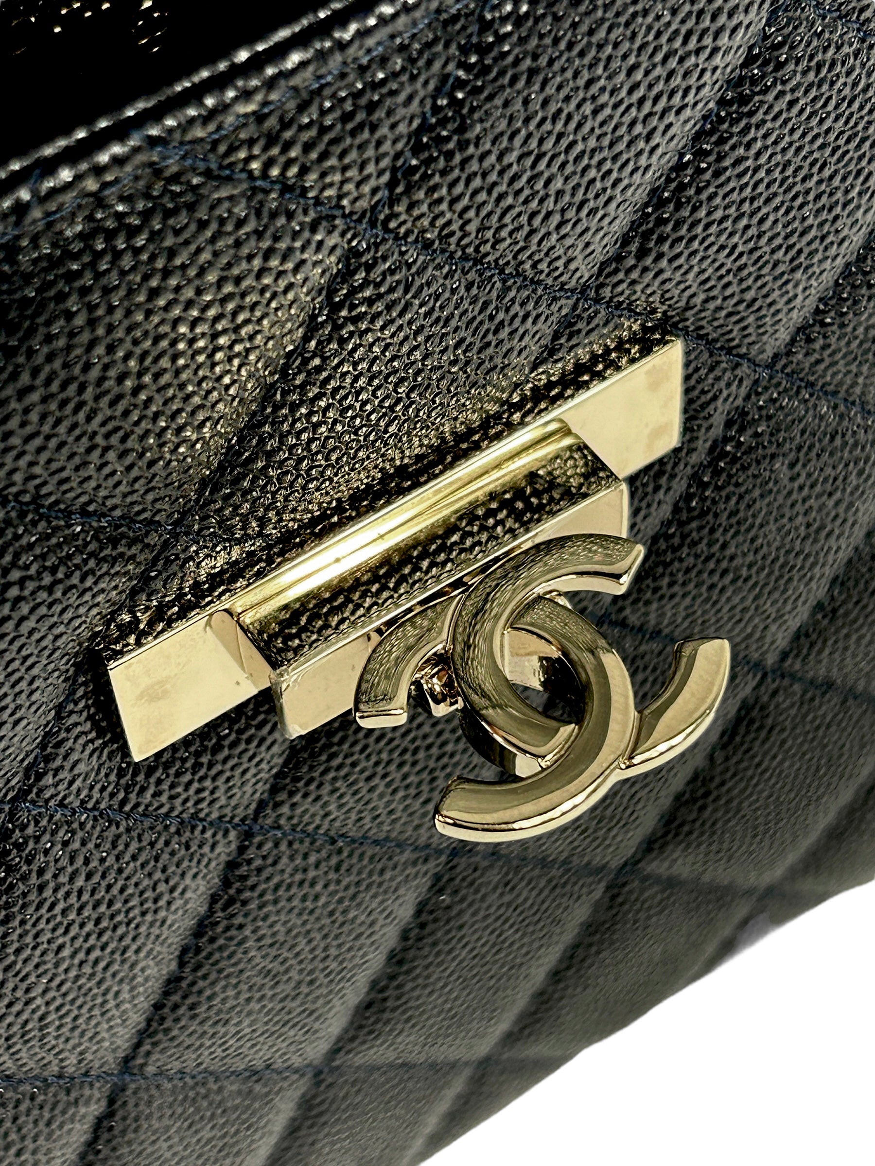 Navy Quilted Caviar Leather Golden Class Phone Holder w/LGHW