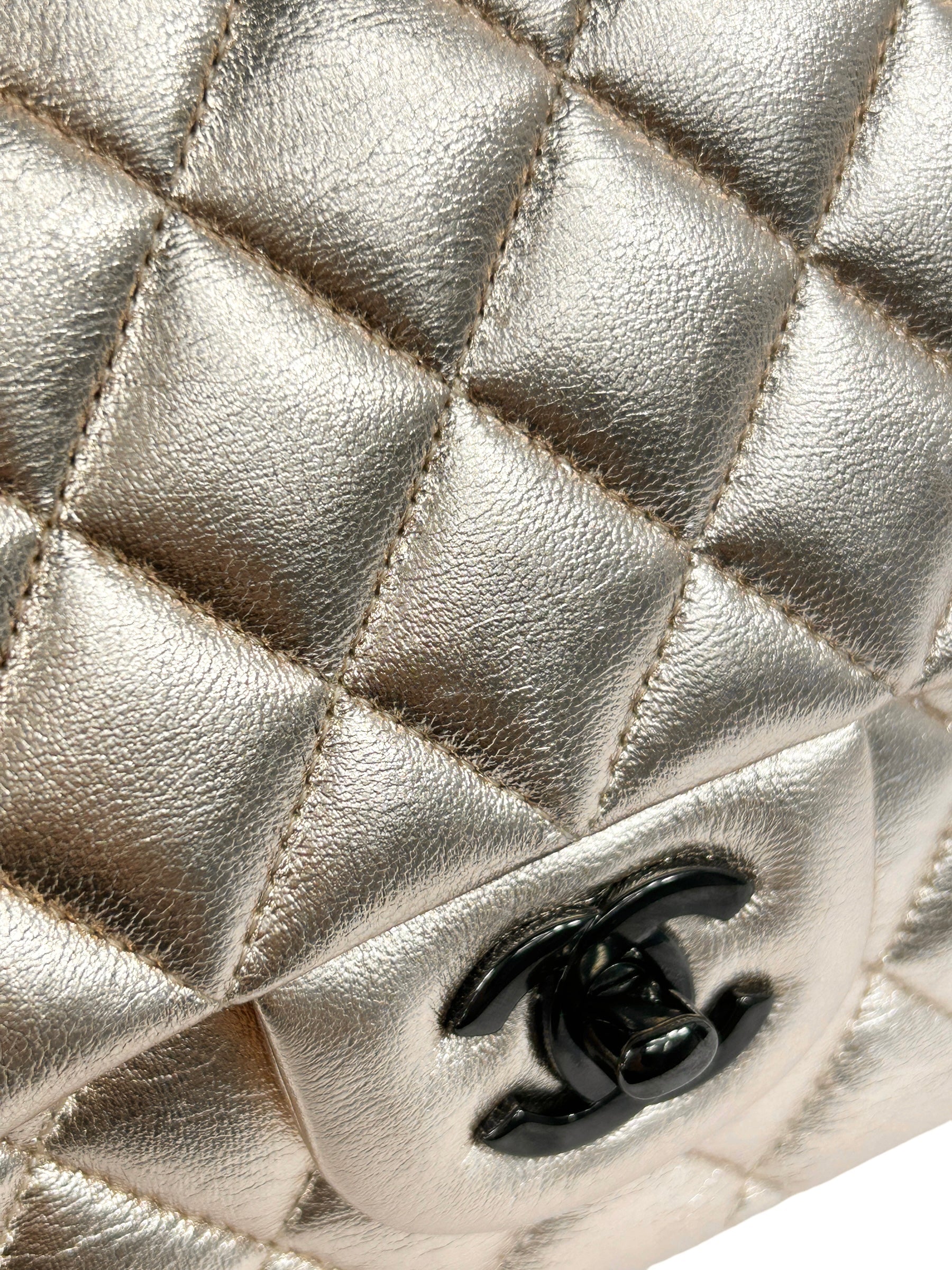 Gold Quilted Lambskin Medium Double Flap Bag W/SBHW