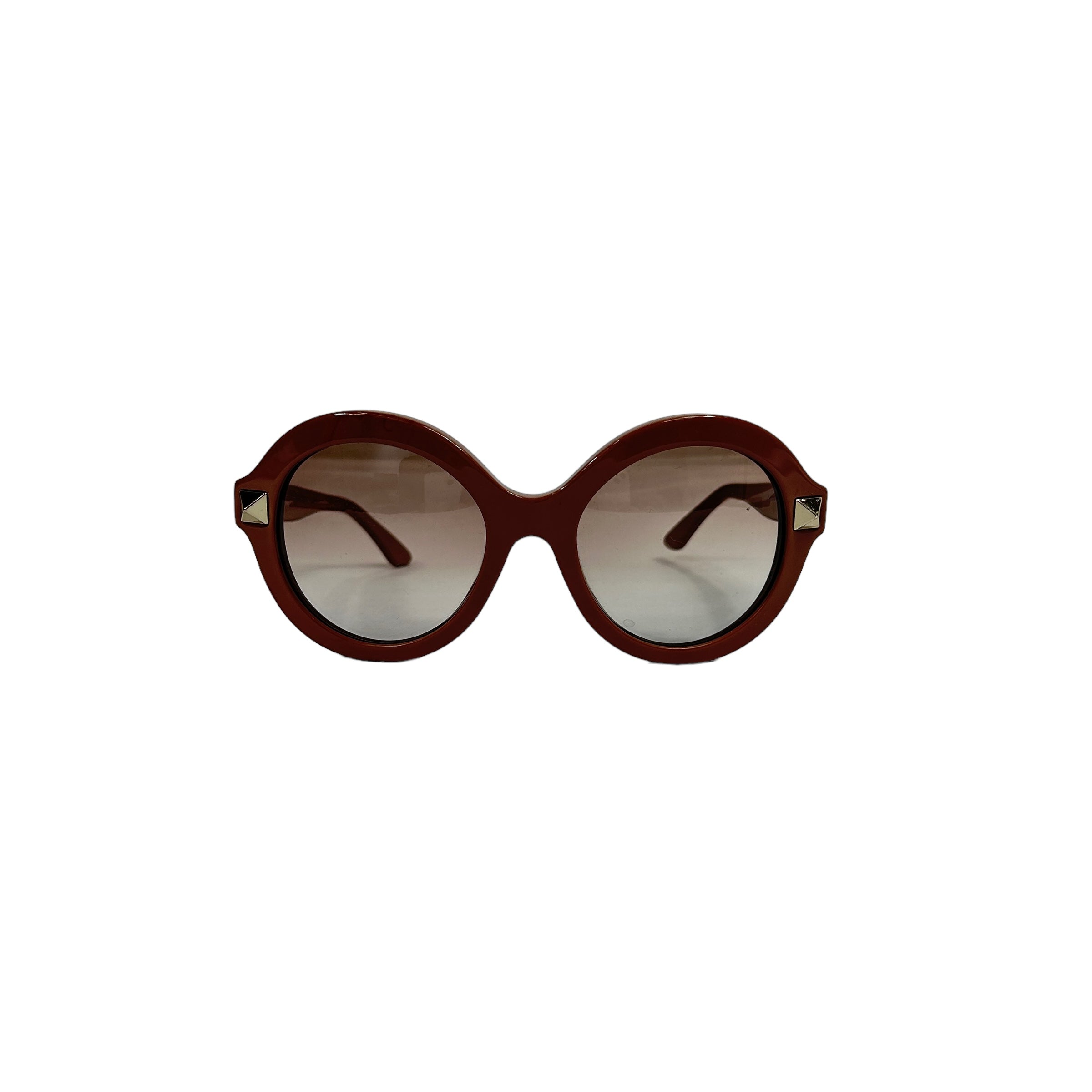 V696S Rose Pink Acetate Round Rockstud Sunglasses w/GHW