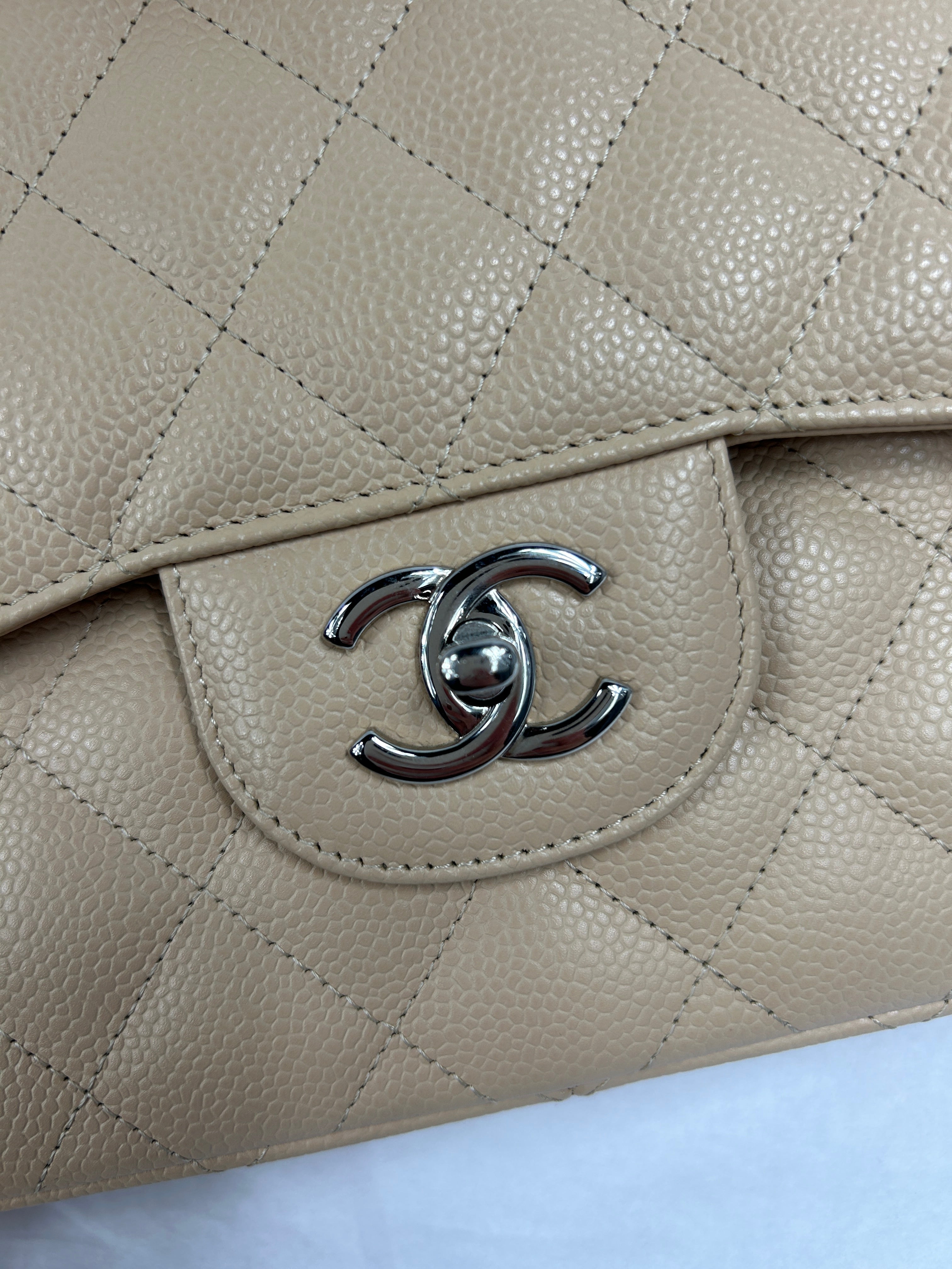 Nude Caviar Quilted Double Flap Jumbo w/SHW