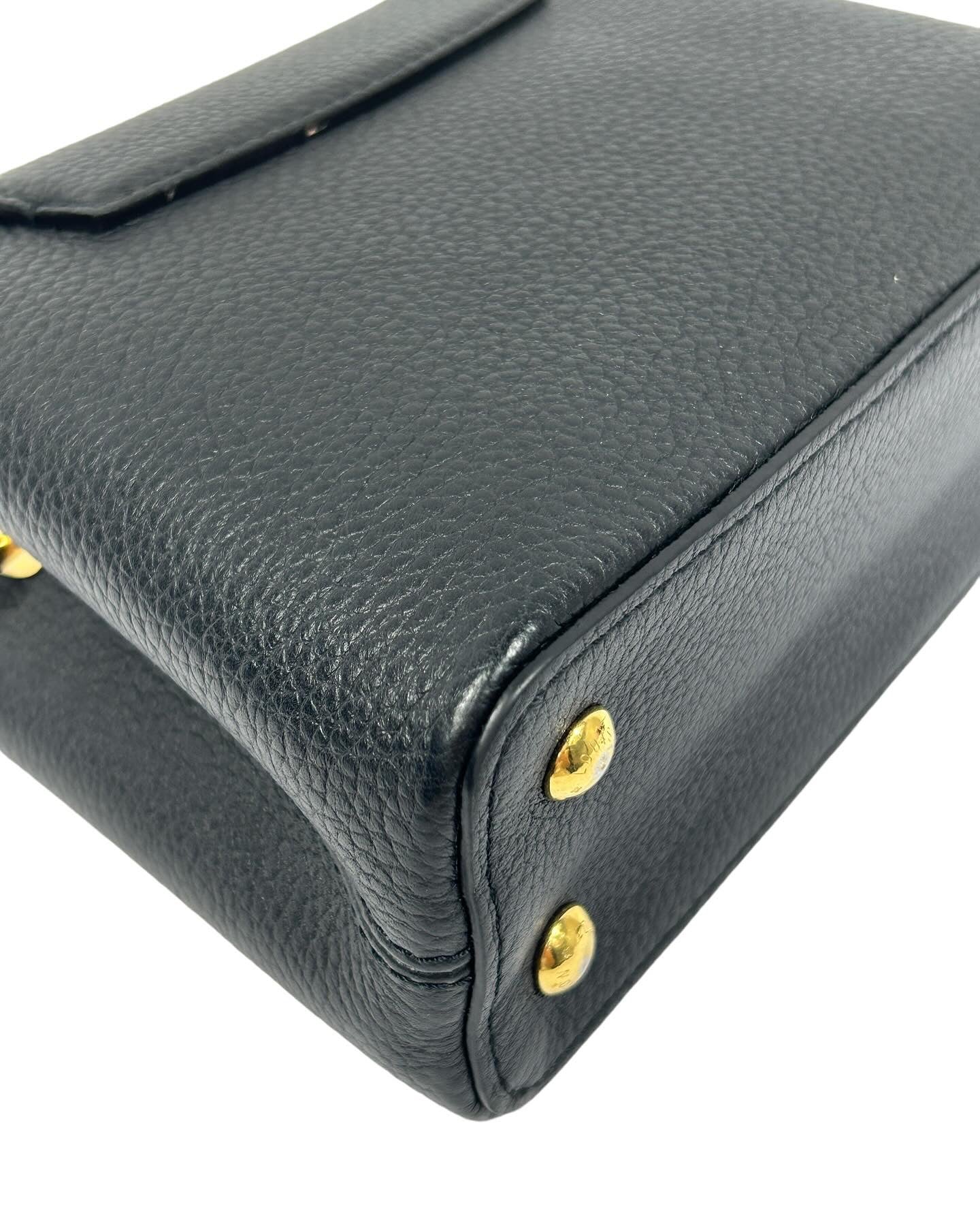 Black Grained Calfskin Leather Mini Capucines w/GHW- ON LAYAWAY