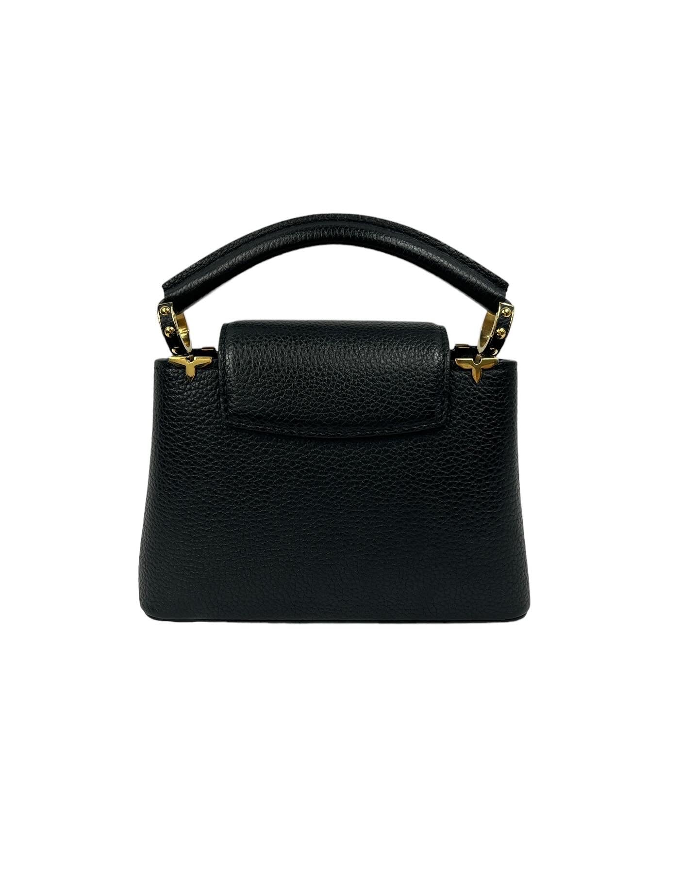 Black Grained Calfskin Leather Mini Capucines w/GHW- ON LAYAWAY