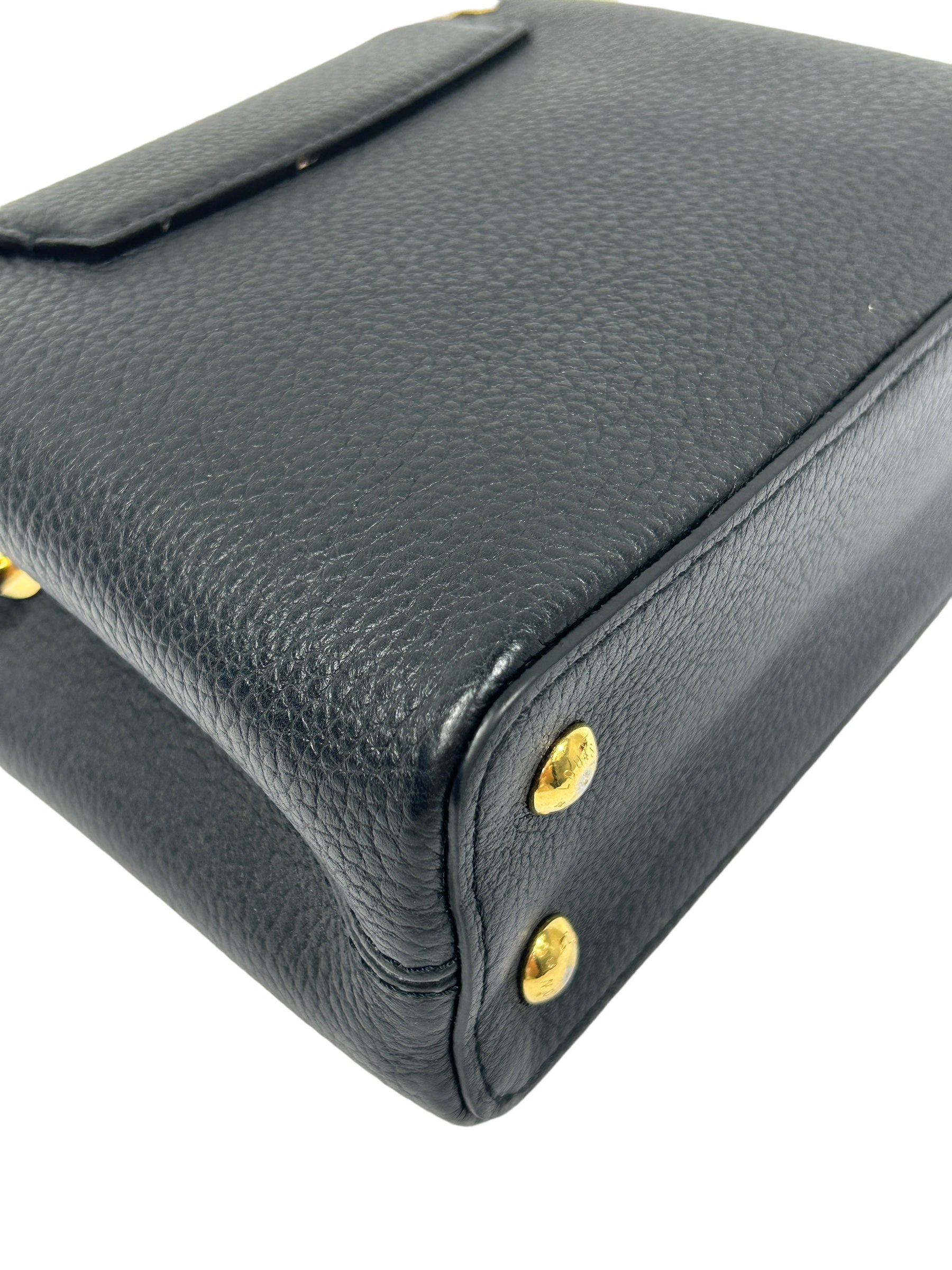 Black Grained Calfskin Leather Mini Capucines w/GHW- ON LAYAWAY