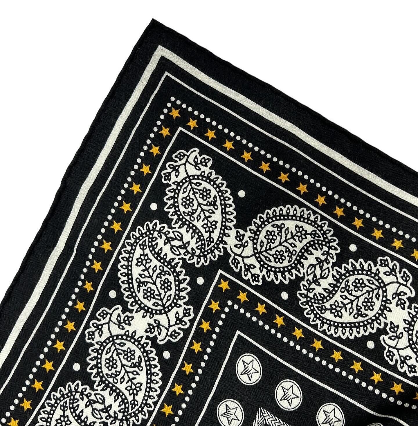 Black/Gold/White Cashmere 140 cm “Zouaves Et Dragons Bag Shawl