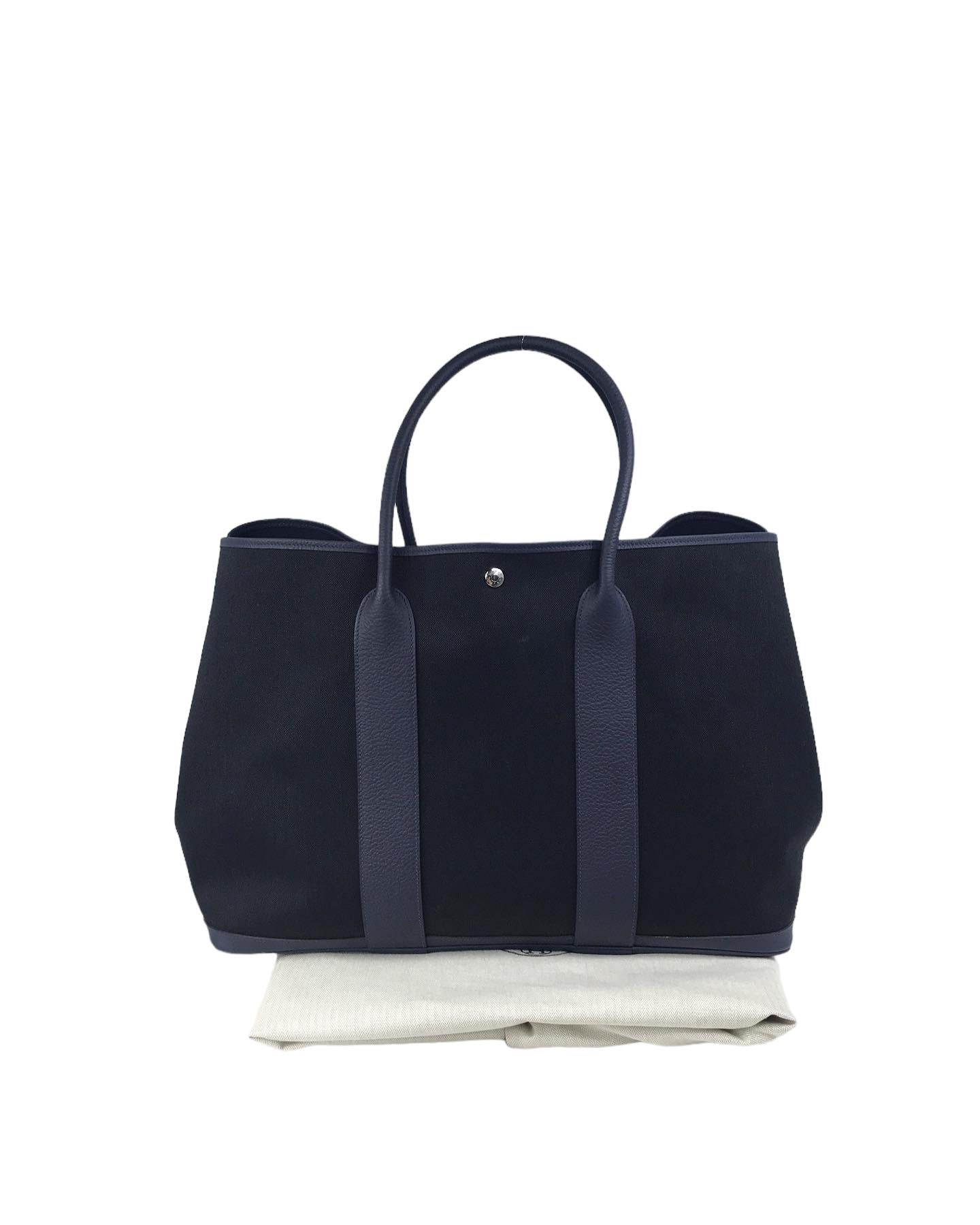 Black Toile Militaire and Navy Negonda Leather Garden Party 49 Tote w/PHW