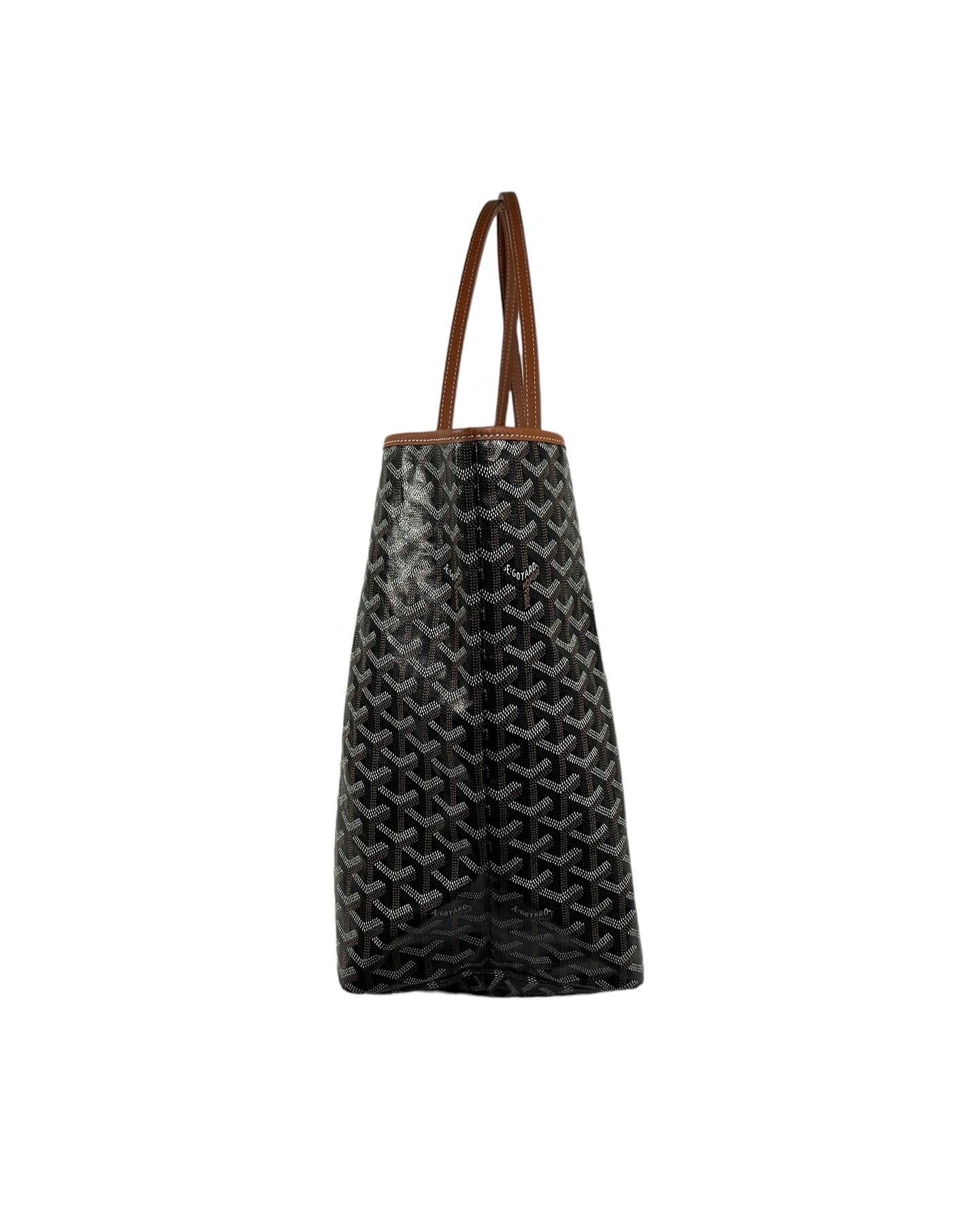 Black/Tan Coated Goyardine Canvas and Chevroches Calfskin Leather Saint Louis GM Tote Bag