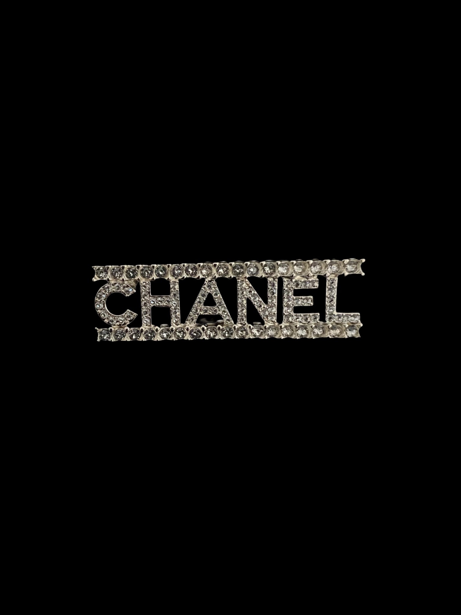 BRAND NEW CHANEL 22S Letter Logo Crystal Brooch w/SHW