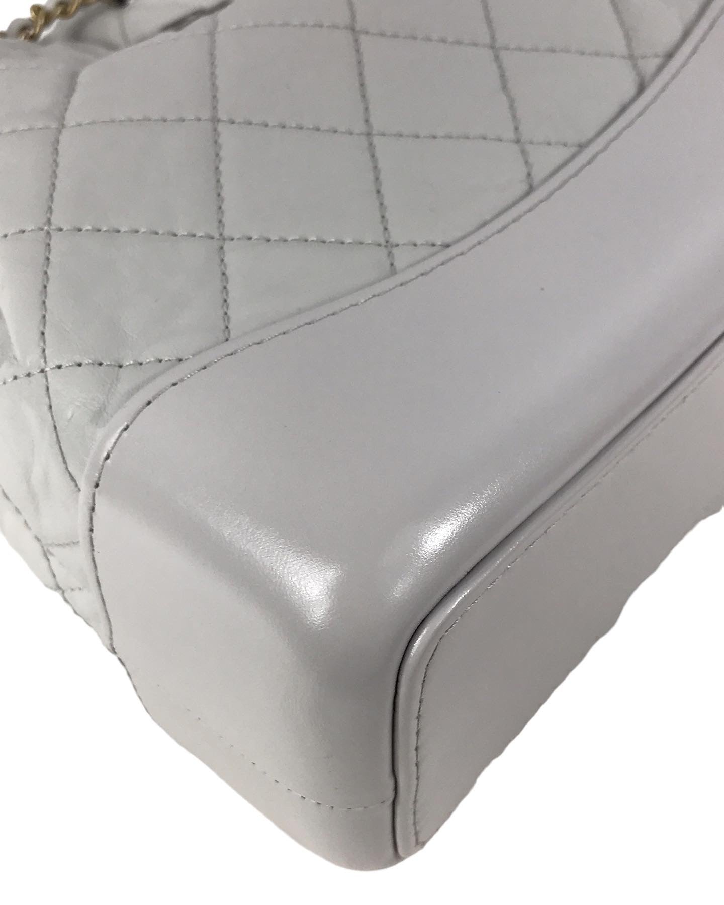 Light Grey Quilted Aged Calfskin Gabrielle Backpack w/ RHW/GHW/AGHW/SHW