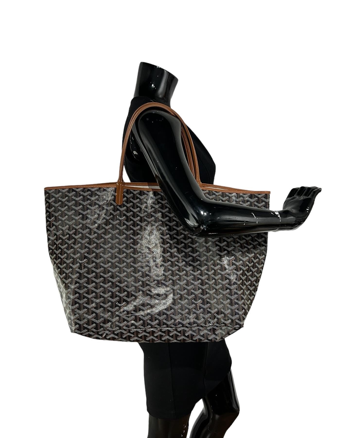 Black/Tan Coated Goyardine Canvas and Chevroches Calfskin Leather Saint Louis GM Tote Bag