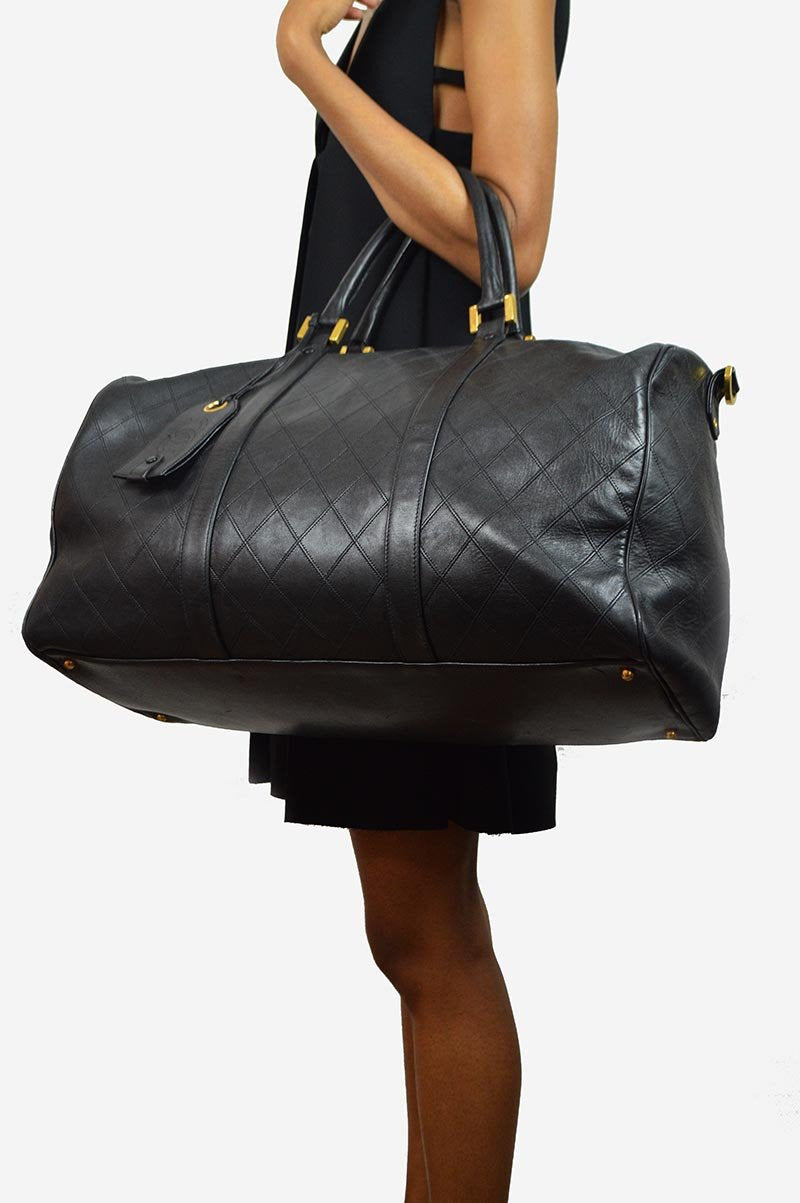 Black Lambskin Vintage Duffel Bag