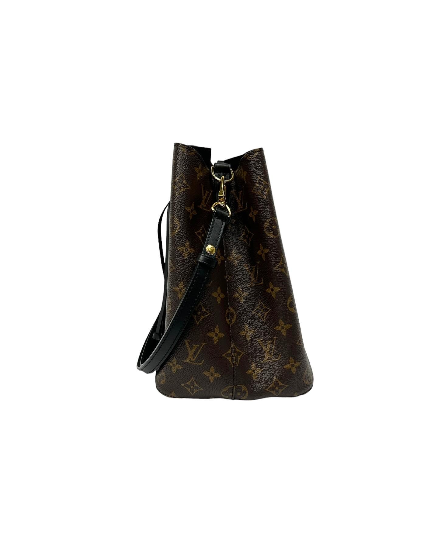 Monogram Coated Canvas Noir Neonoe MM Bucket Bag w/GHW