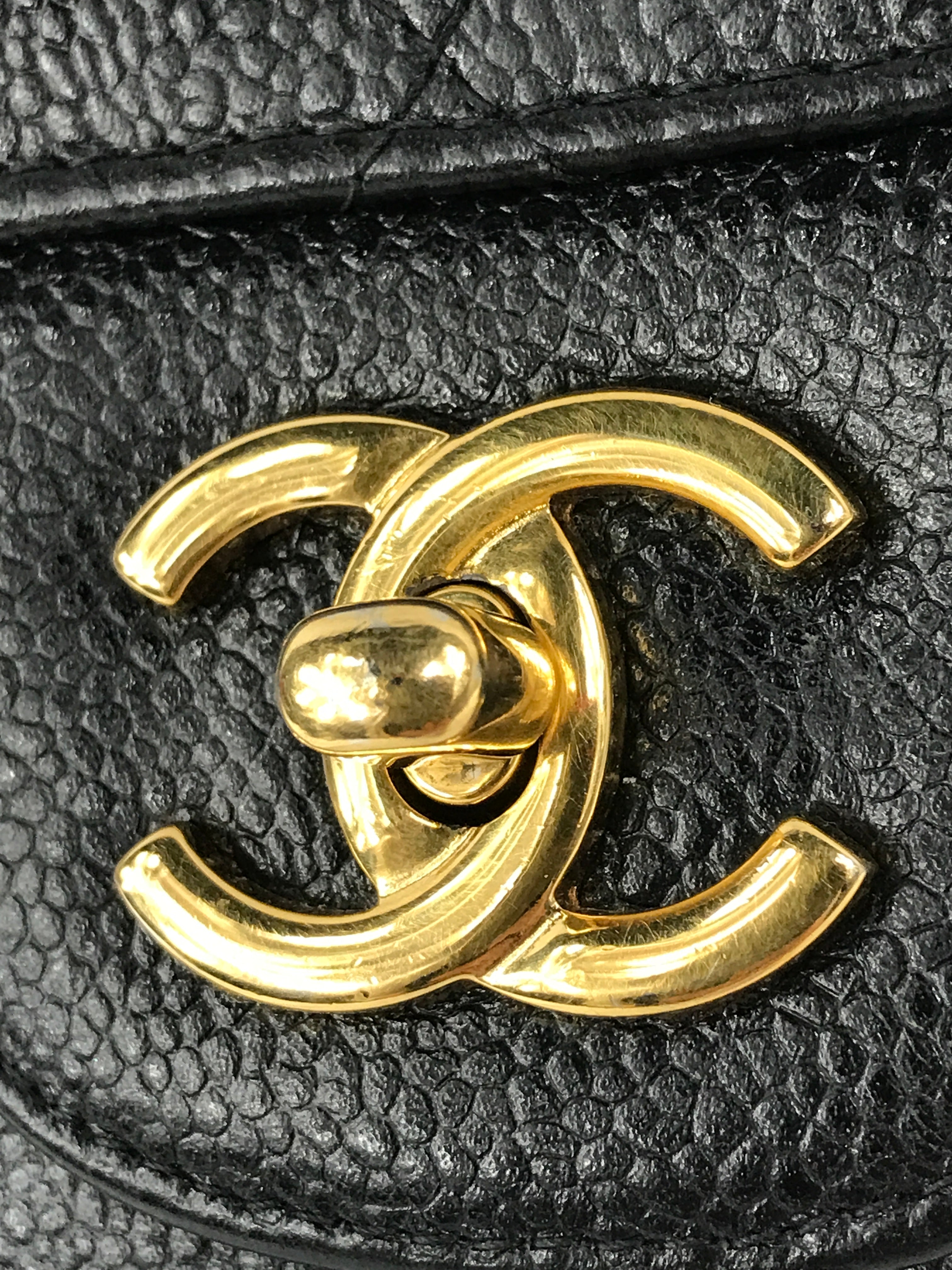 Black Caviar Quilted Double Flap Jumbo Classic Flap w/GHW