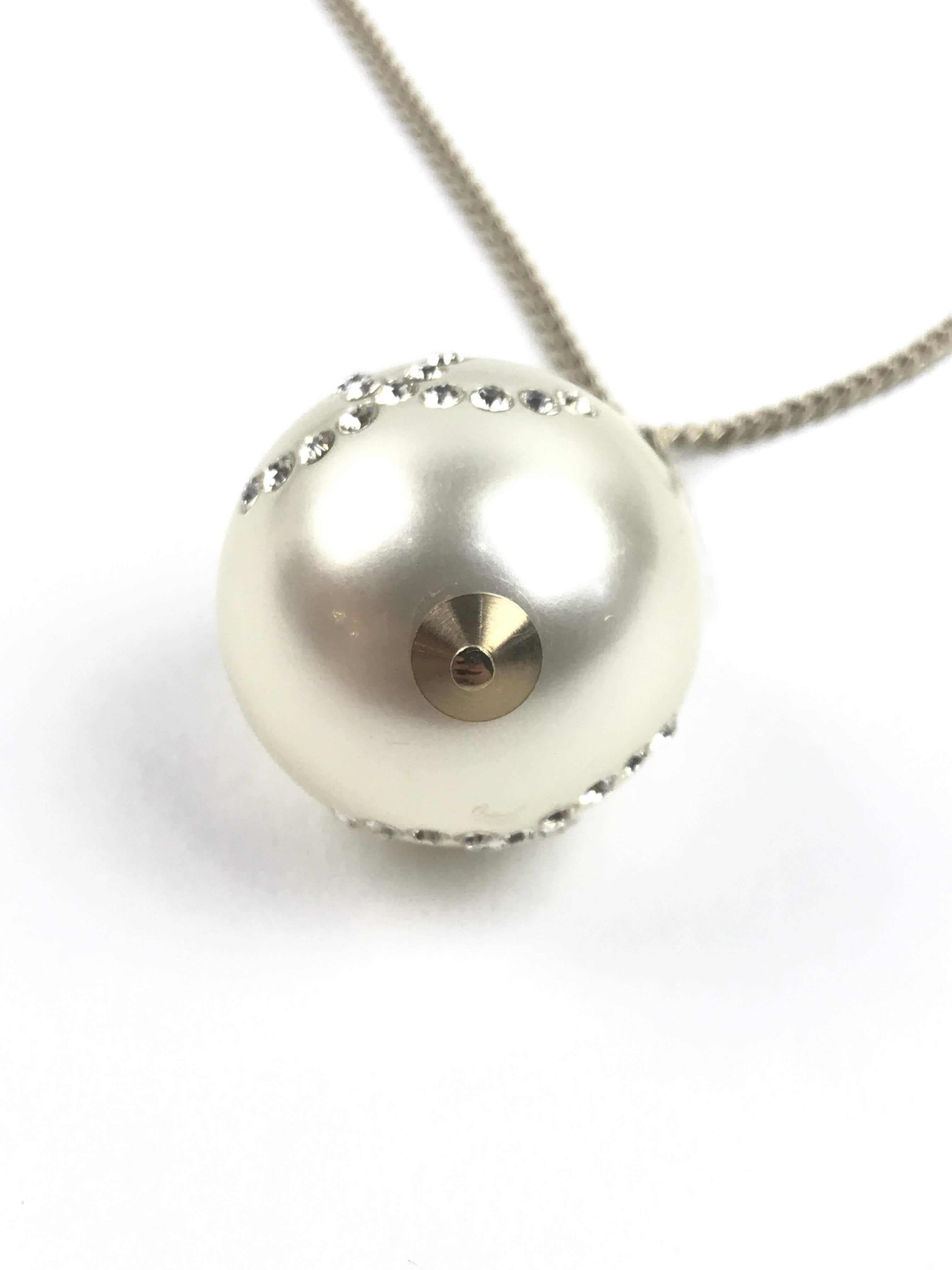Pearl W/ Crystals Pendant On Gold-Tone Chain