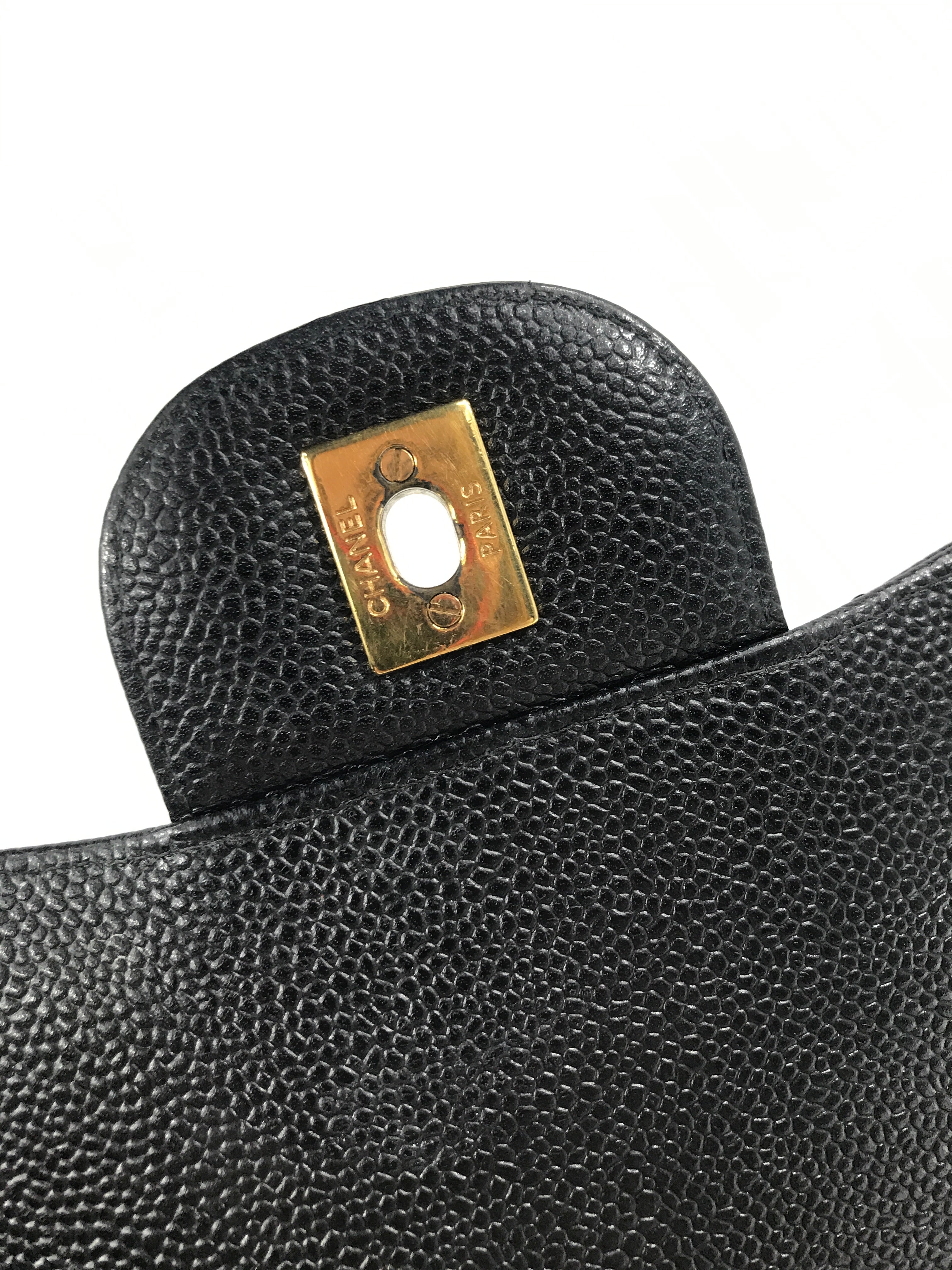 Black Caviar Quilted Double Flap Jumbo Classic Flap w/GHW