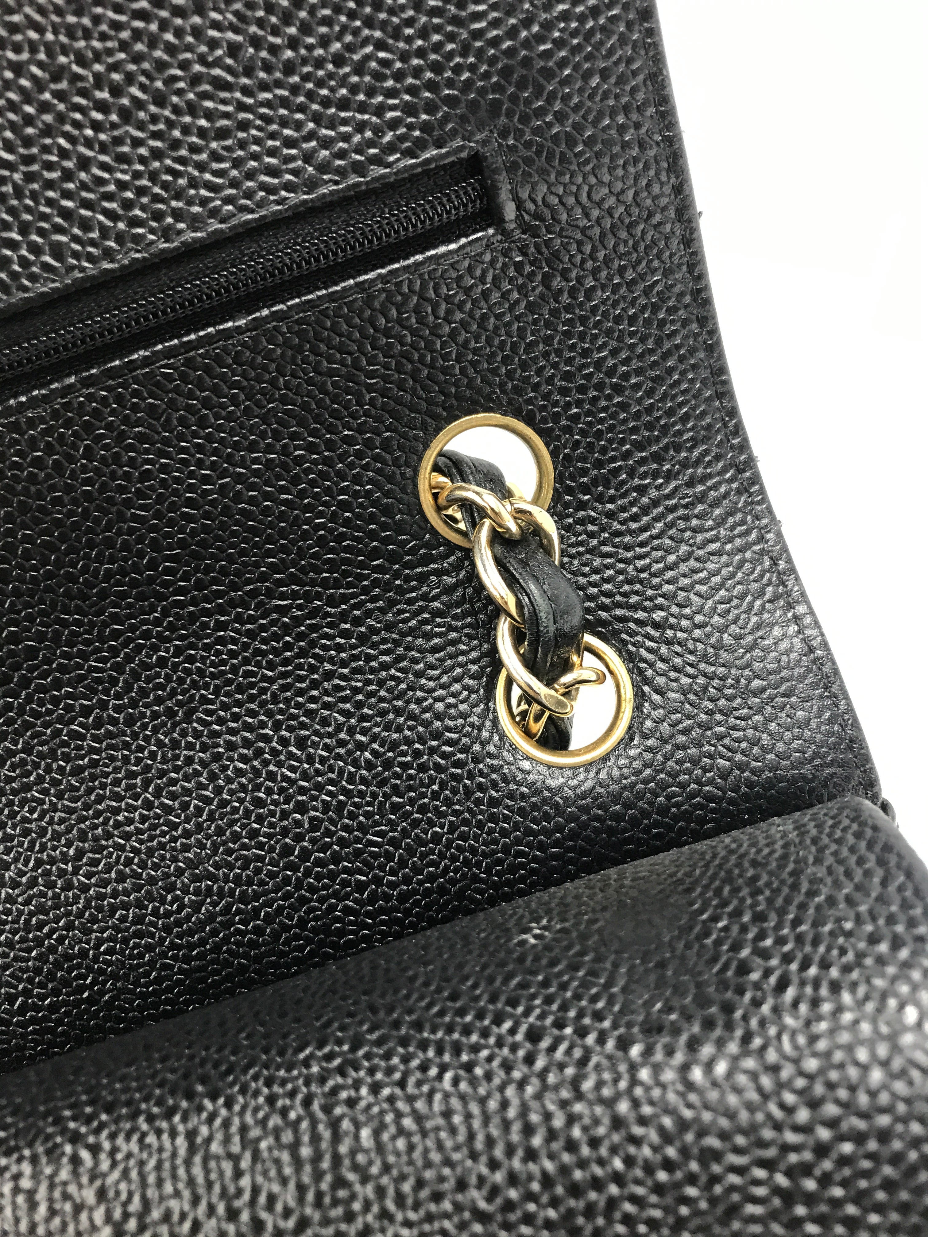 Black Caviar Quilted Double Flap Jumbo Classic Flap w/GHW