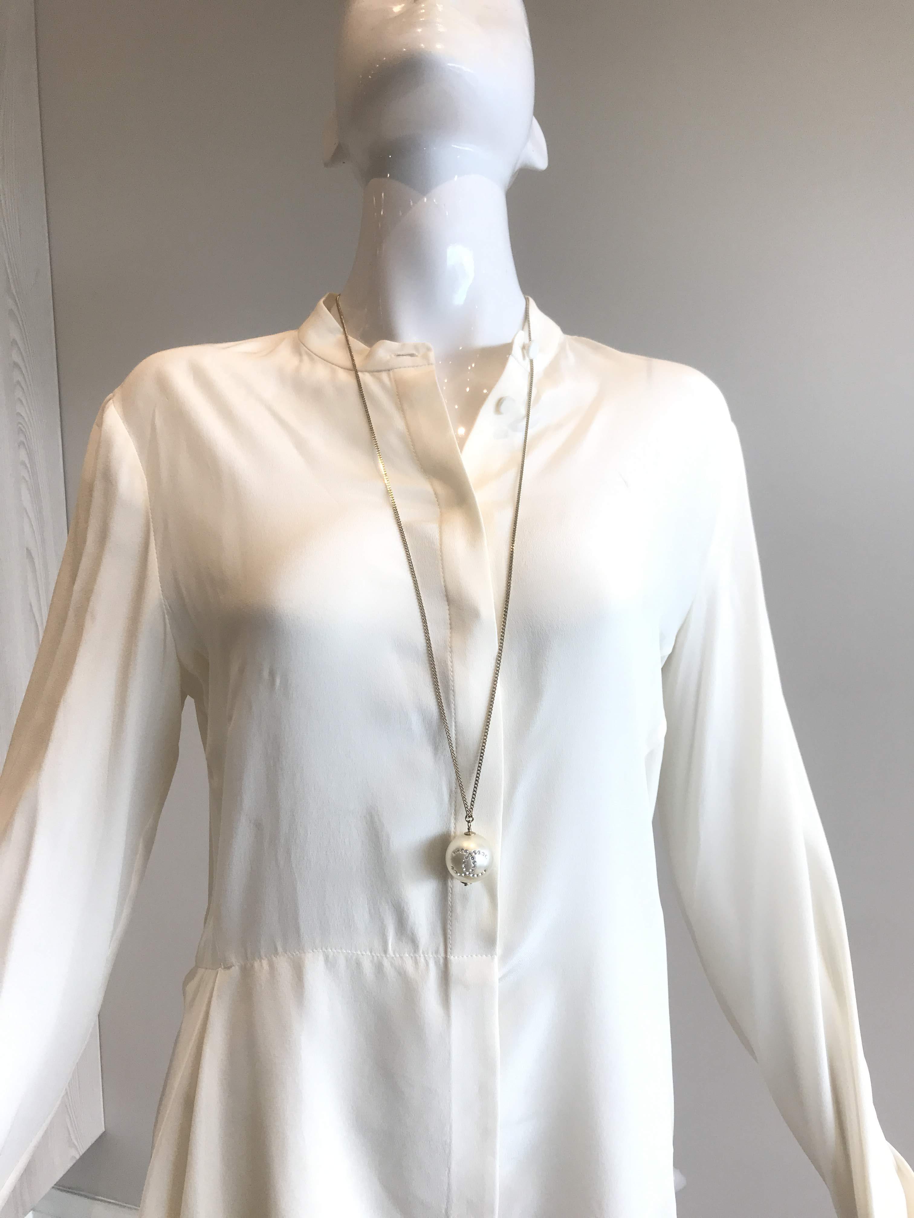 Pearl W/ Crystals Pendant On Gold-Tone Chain
