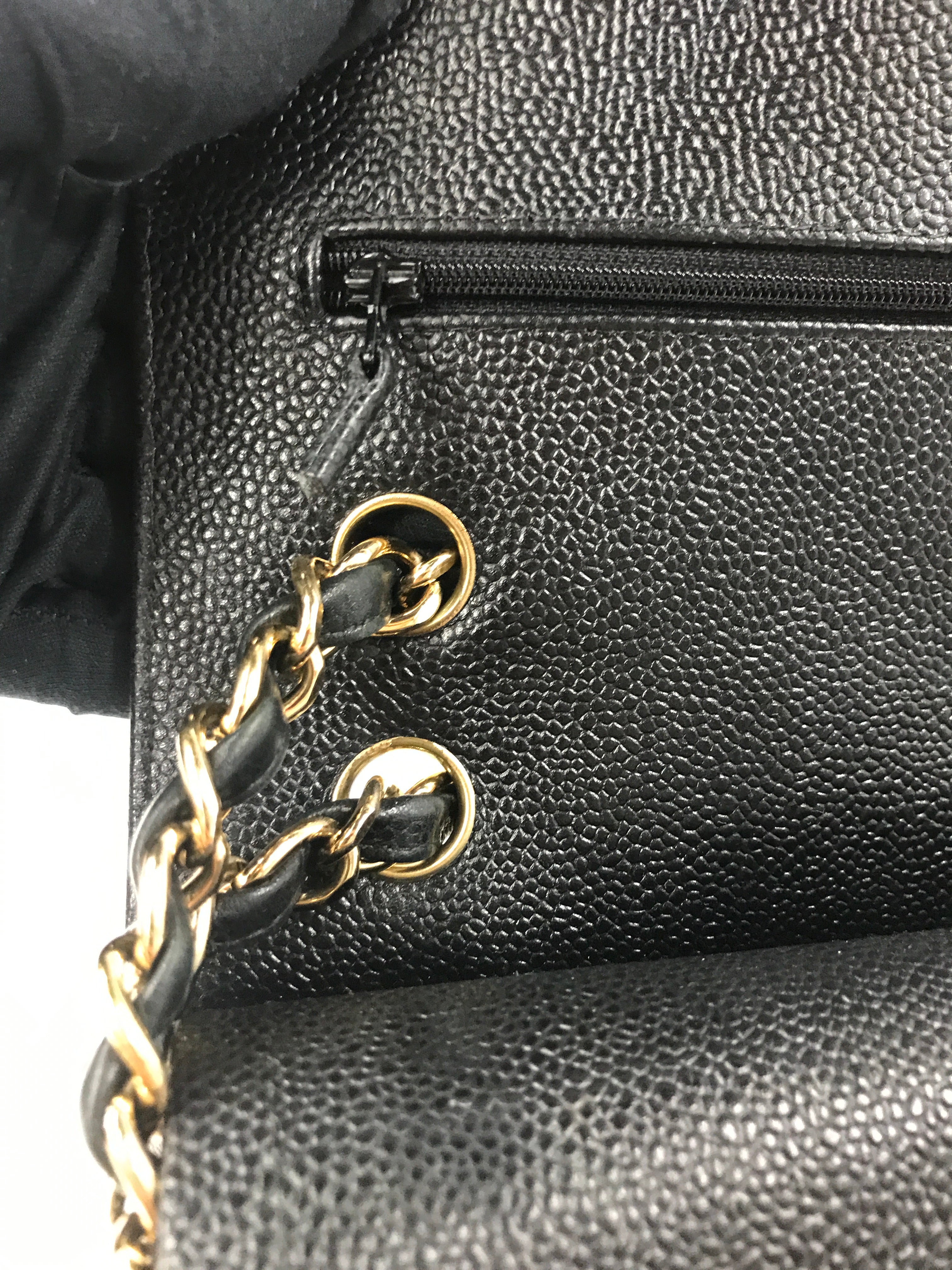 Black Caviar Quilted Double Flap Jumbo Classic Flap w/GHW