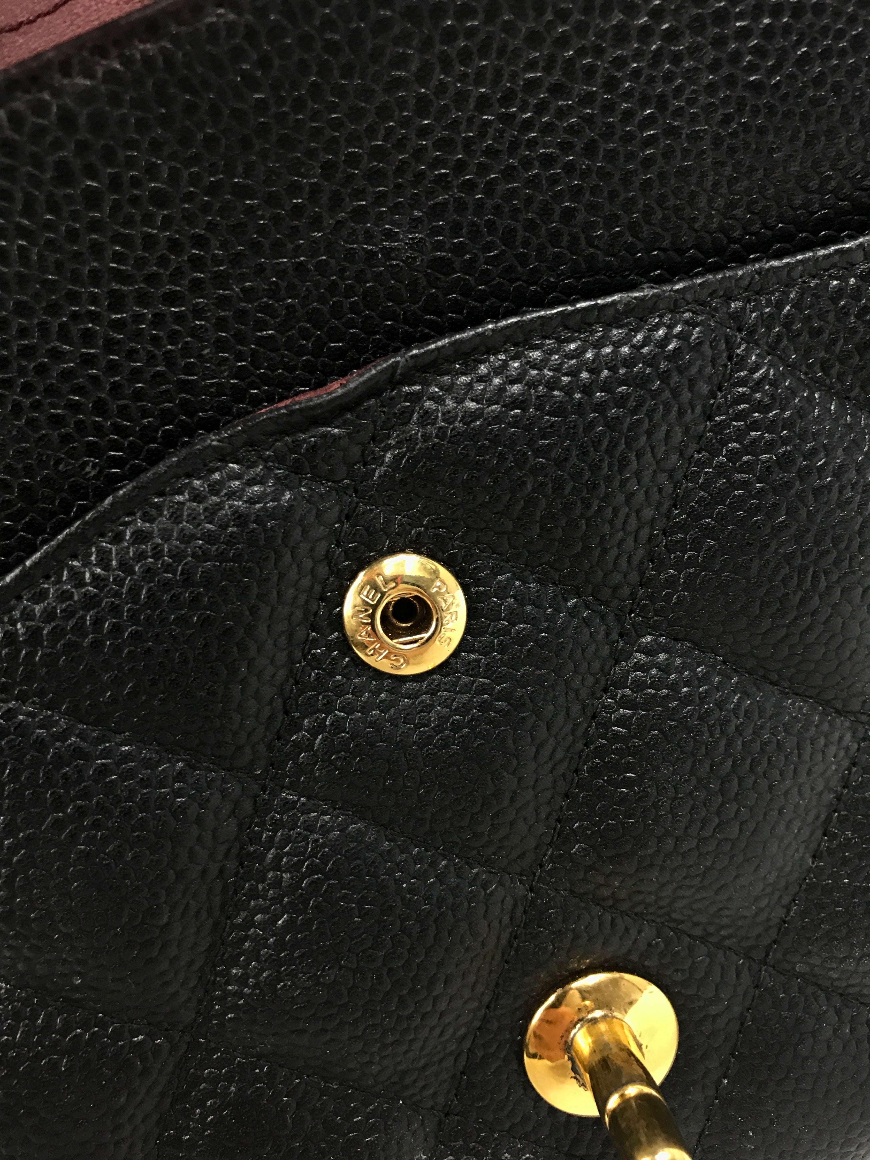 Black Caviar Quilted Double Flap Jumbo Classic Flap w/GHW