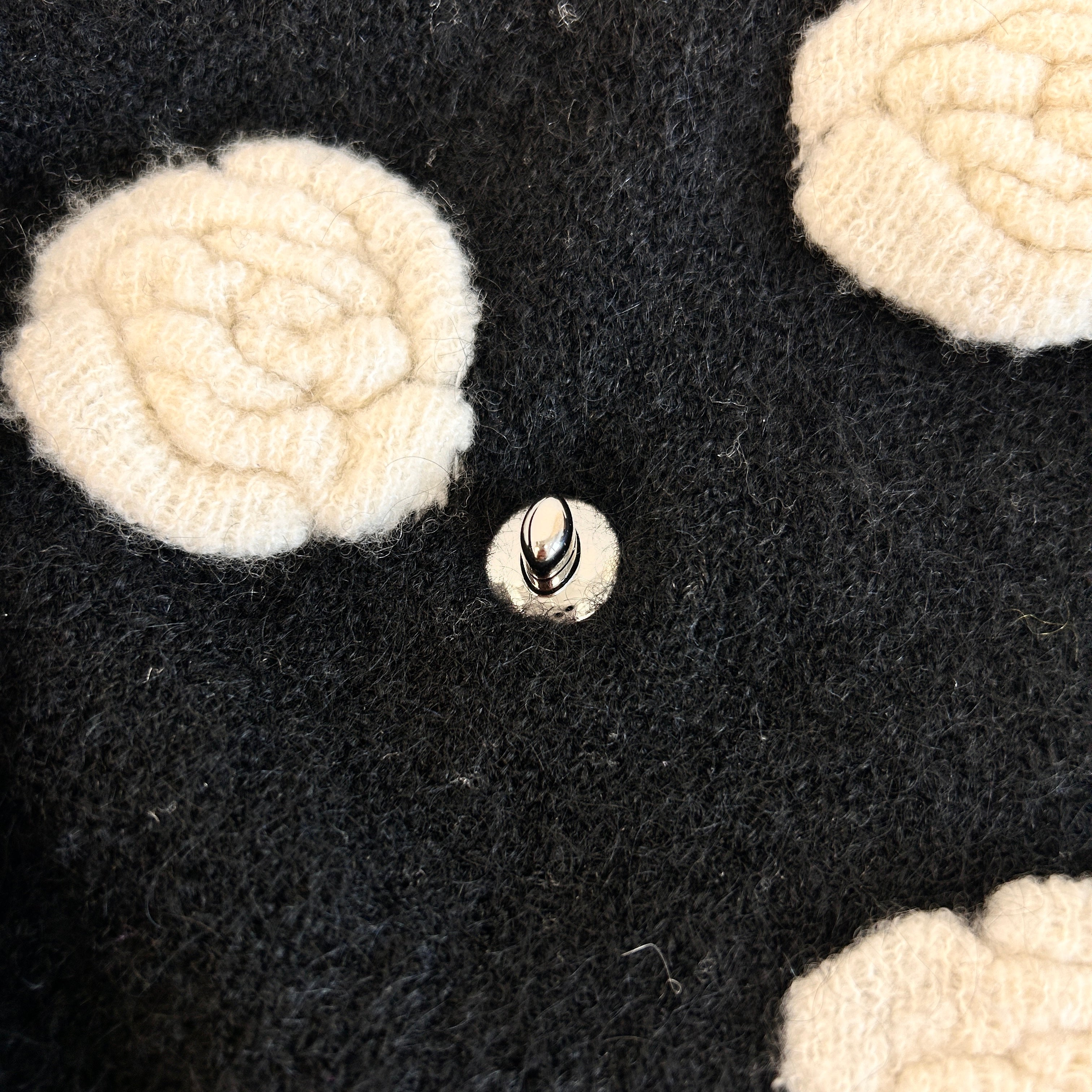 Black & Ivory Mohair Camellia Scarf/Neck Warmer