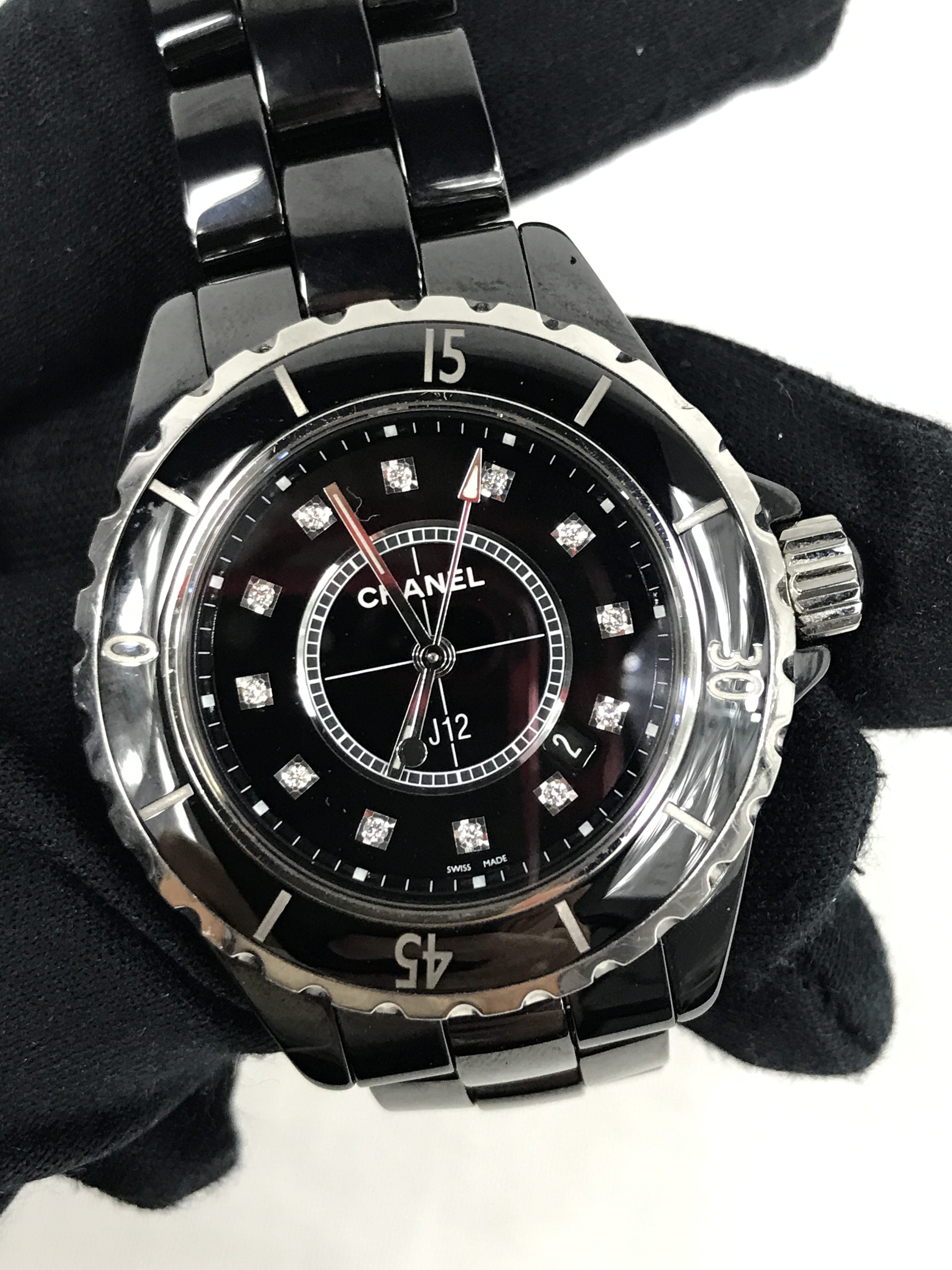 J12 Black Ceramic 33mm w/accent Diamond Watch
