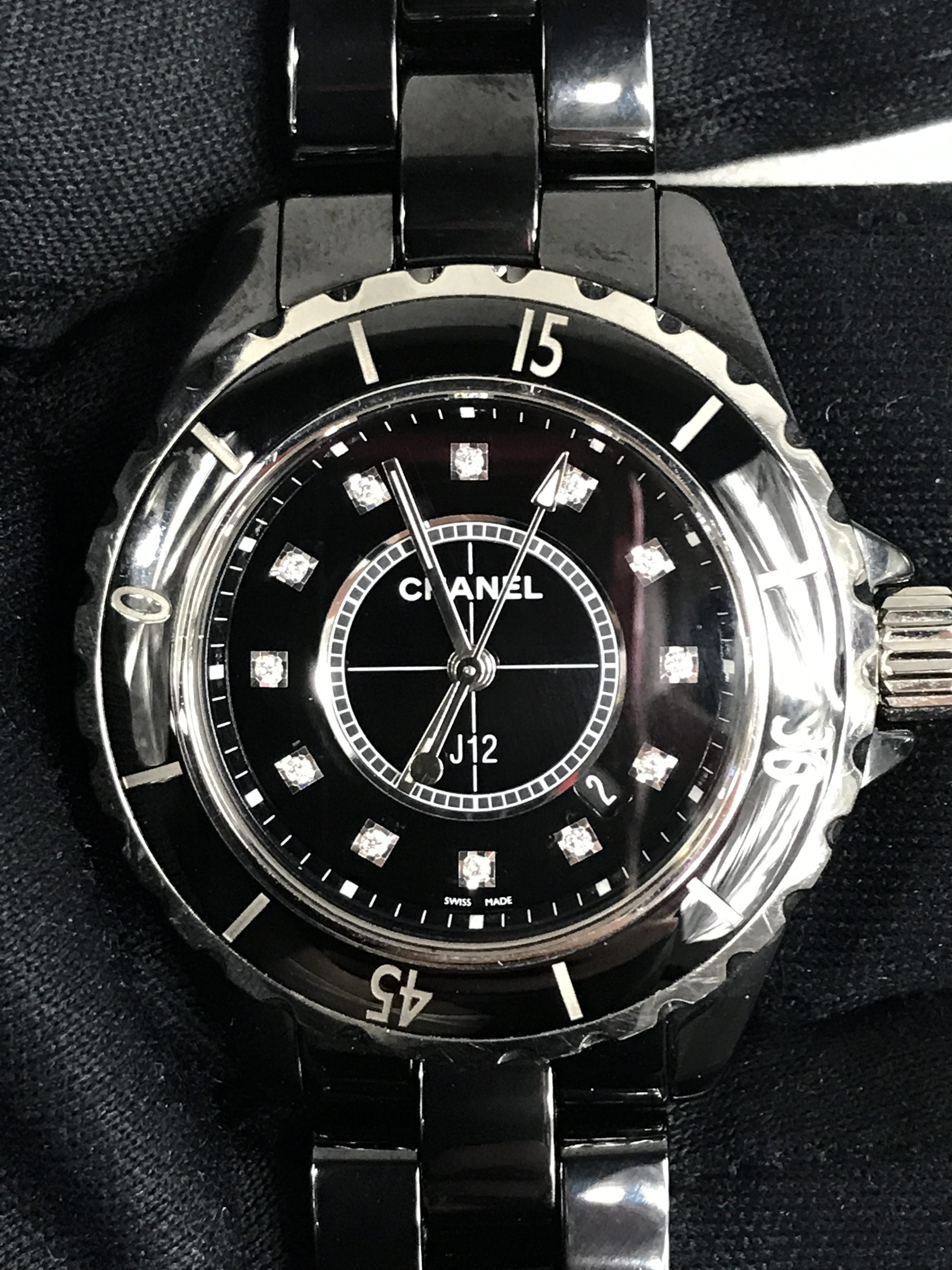 J12 Black Ceramic 33mm w/accent Diamond Watch
