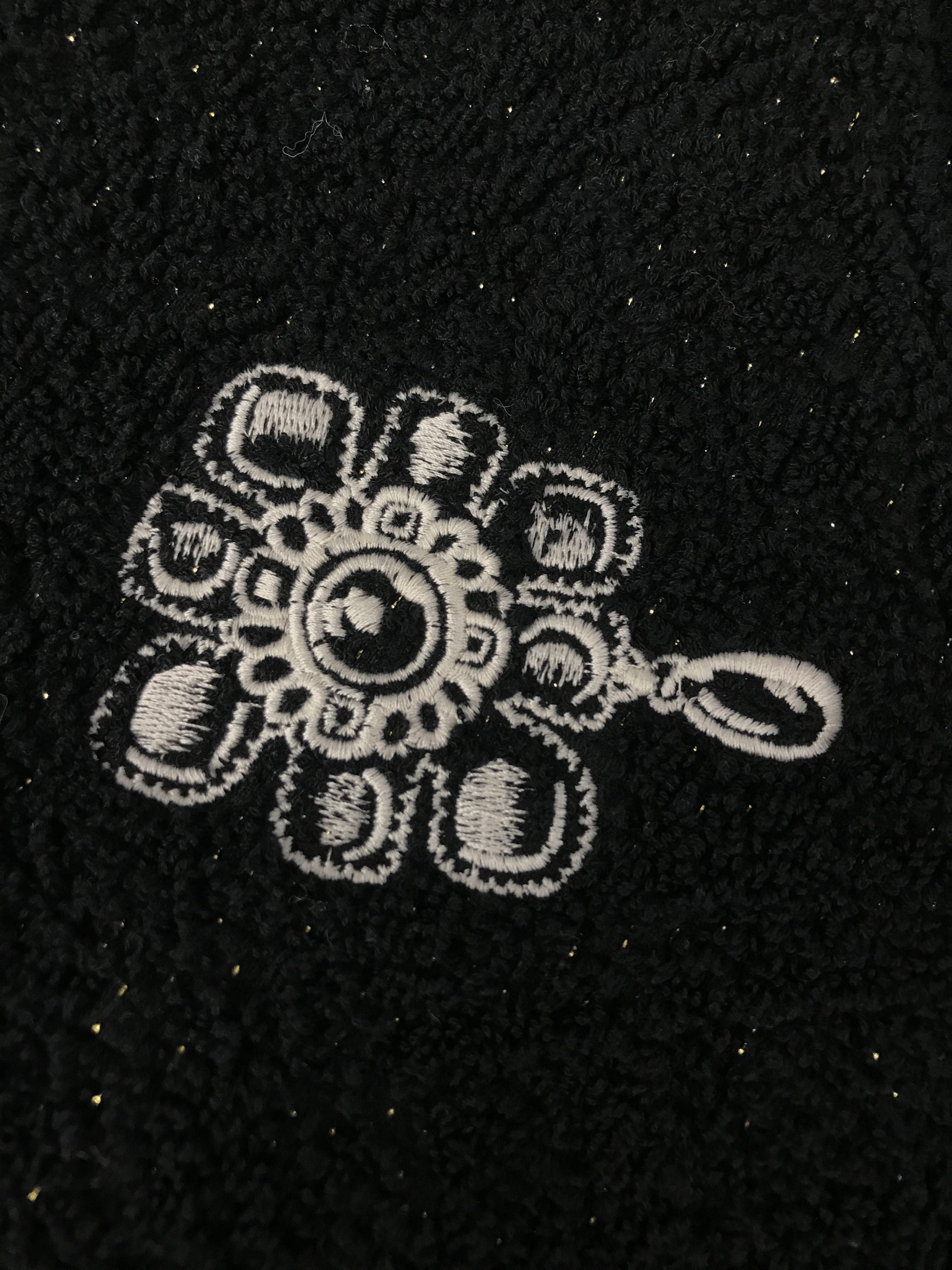 Black Cotton Camelia Beach Towel