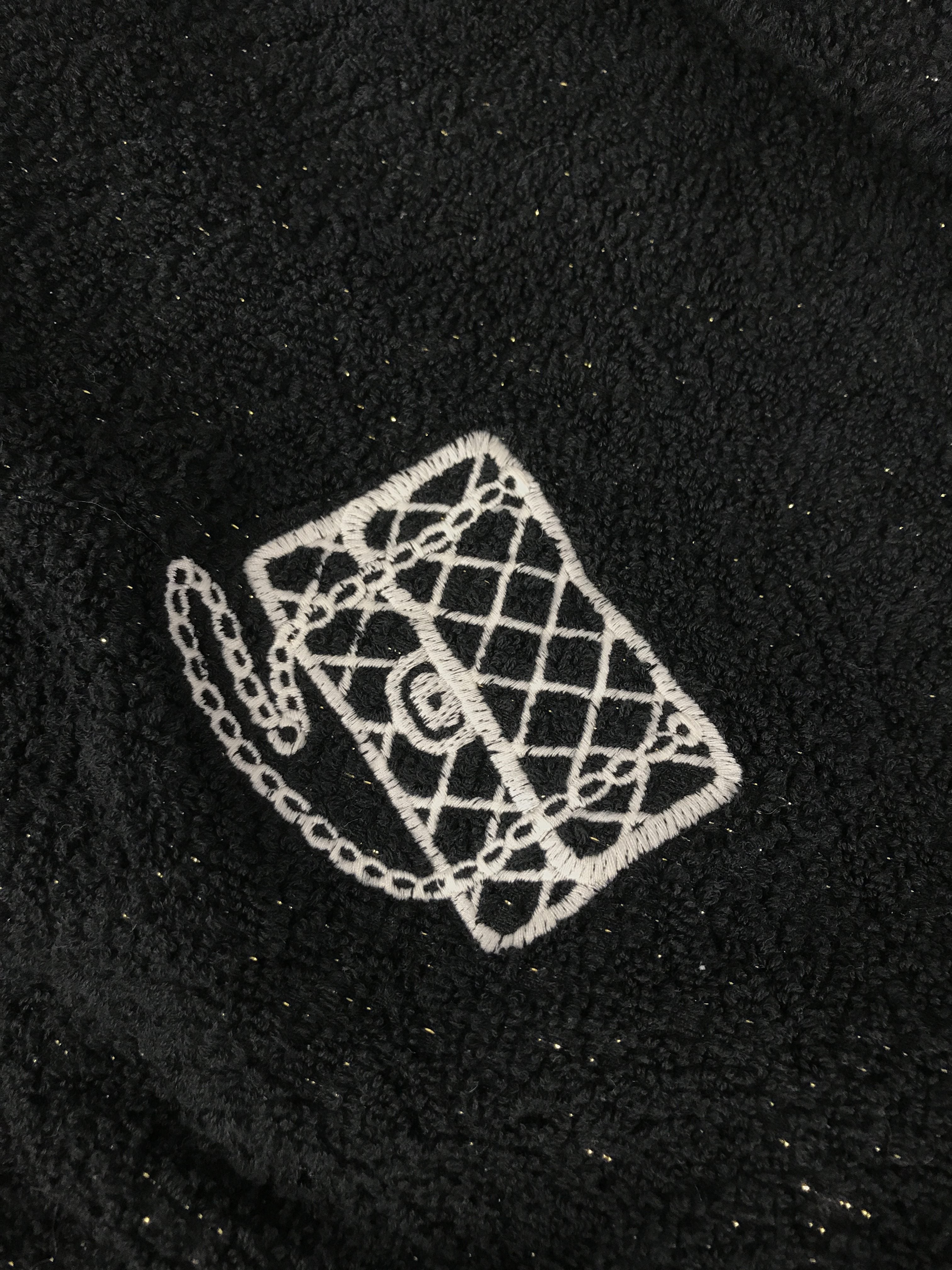 Black Cotton Camelia Beach Towel
