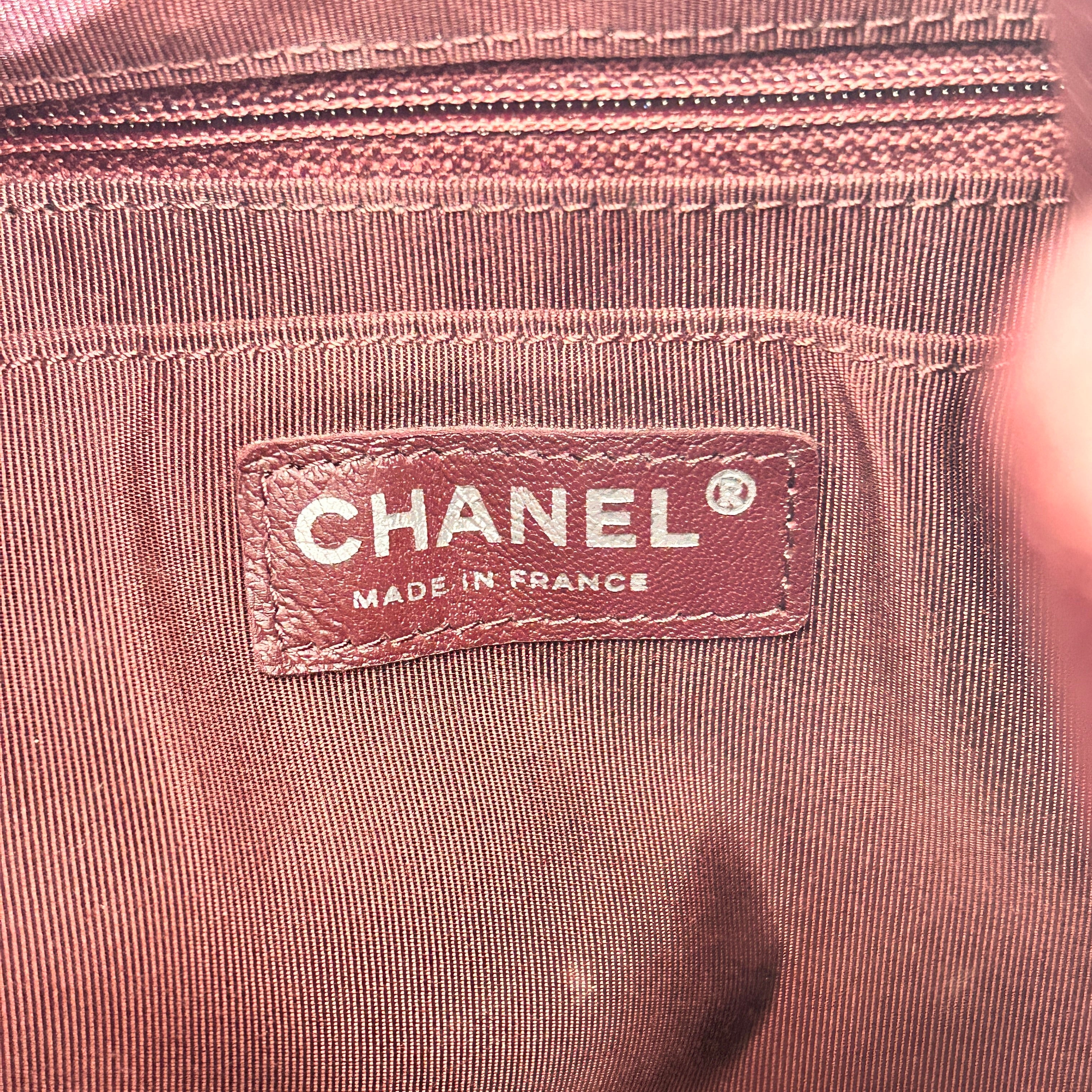 Burgundy Deerskin Small Chain Bucket Bag w/SHW