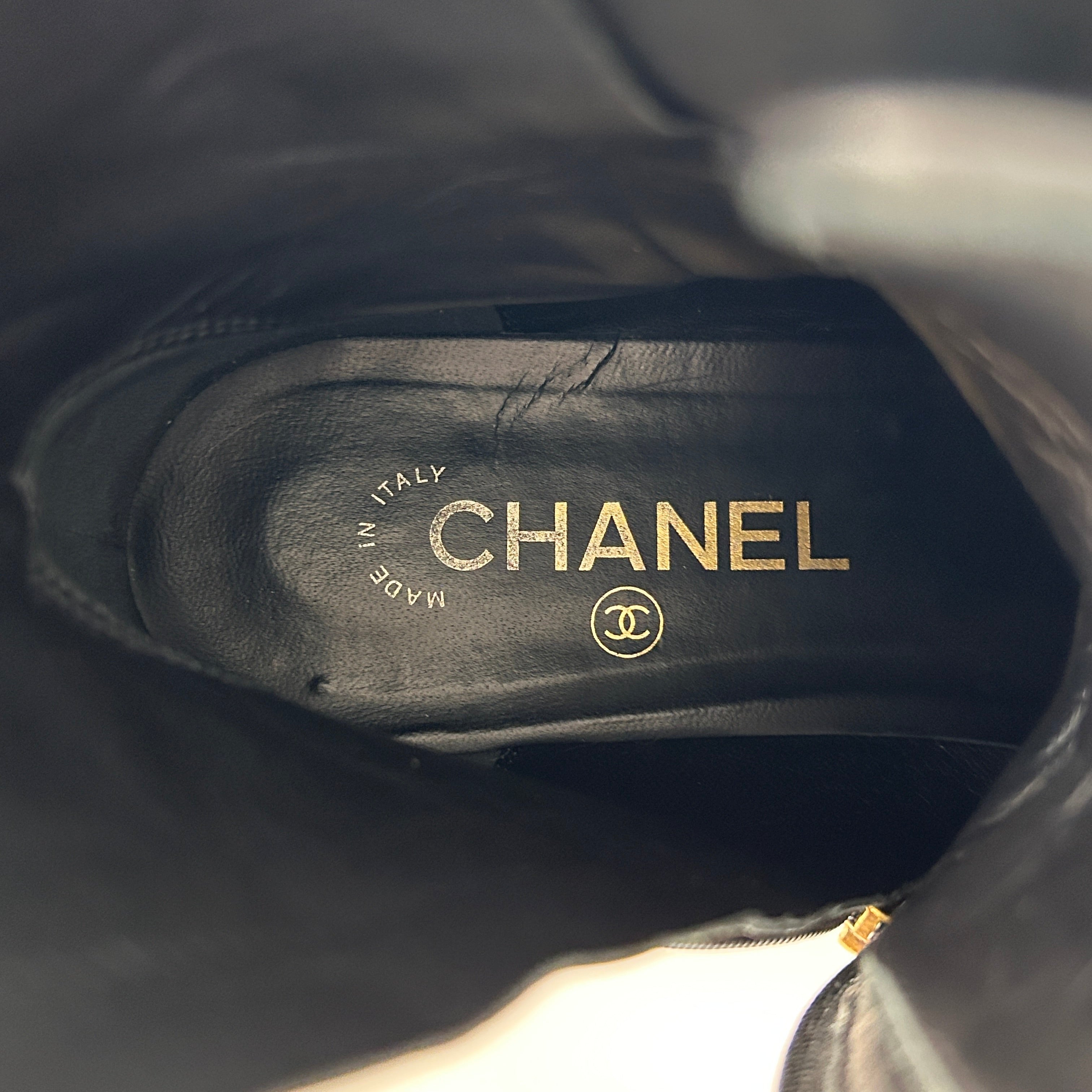 Black Chain All Detail Lace Up Boots w/Zipper Closure