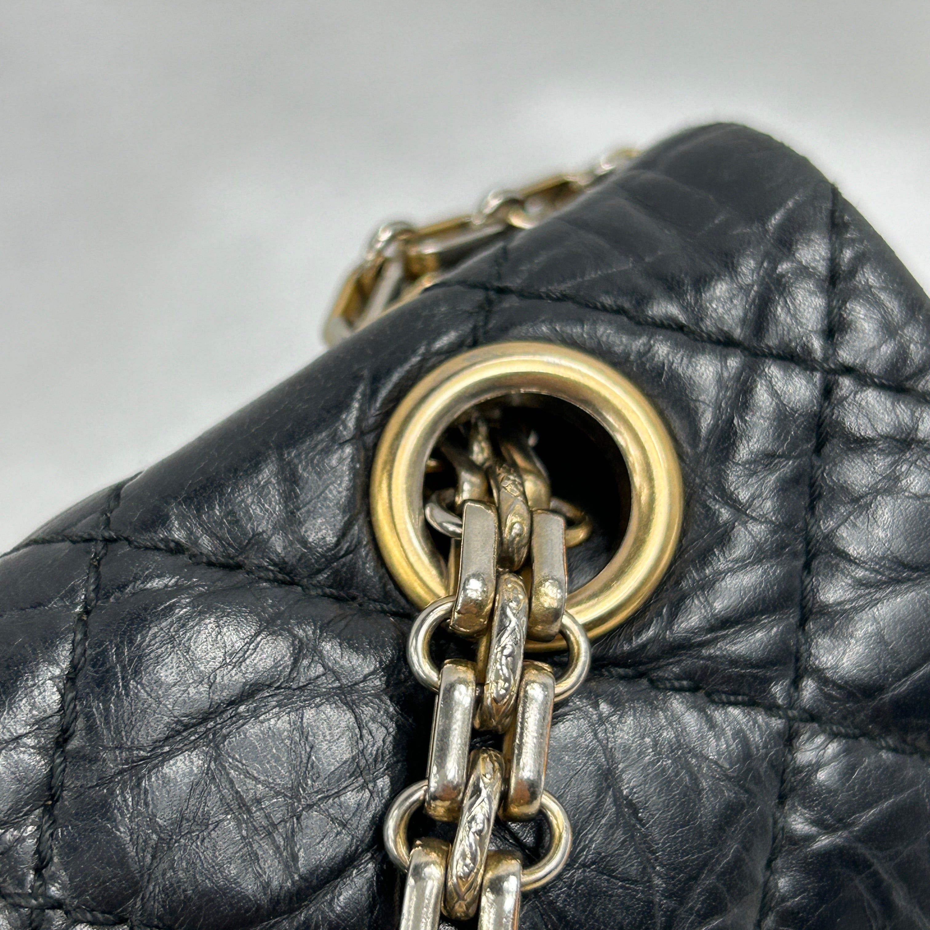 Black Aged Calfskin Reissue 225 Double Flap Bag w/AGHW