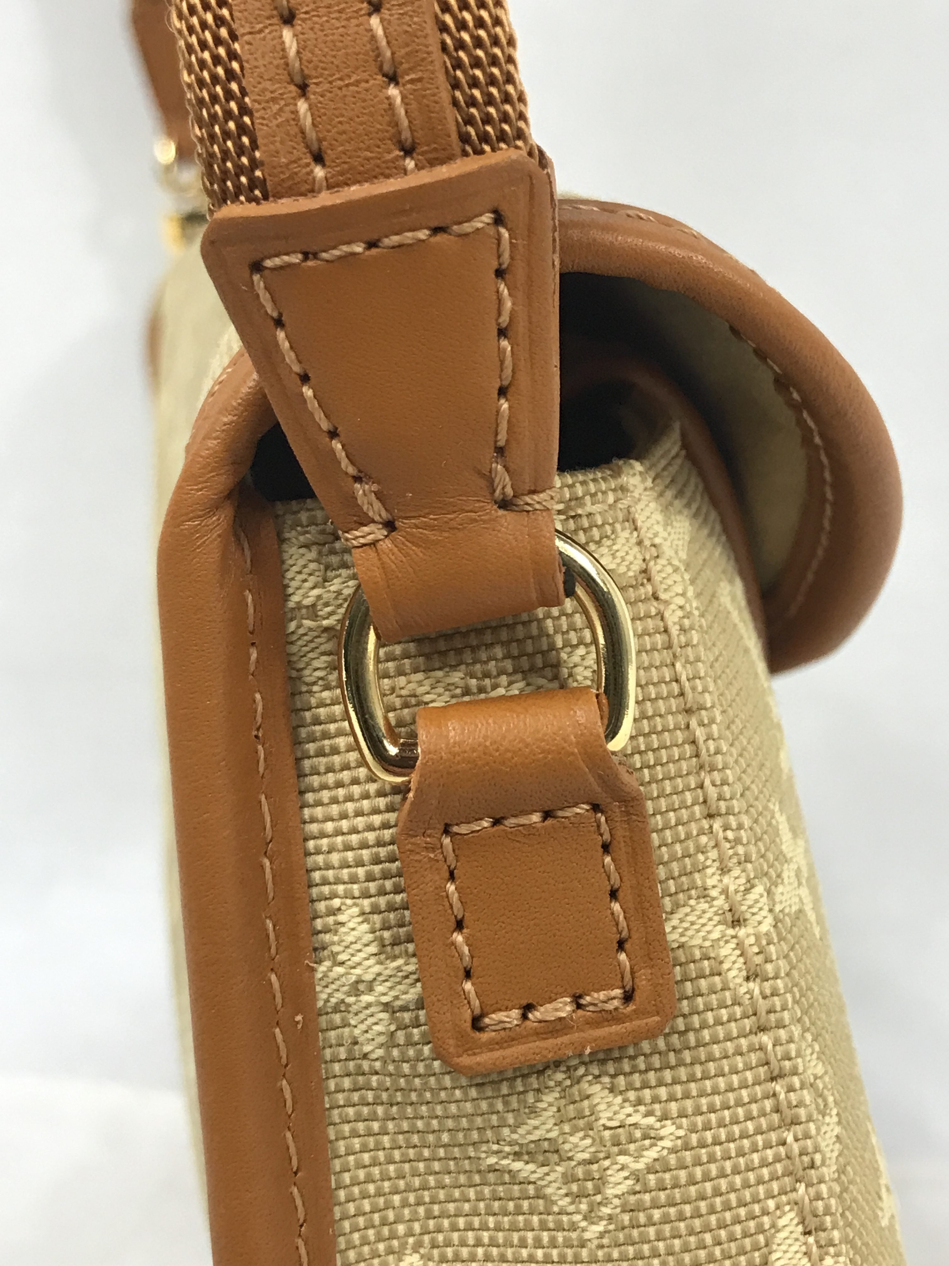 Vintage Beige Monogram Mini Lin Majorie Single Flap Shoulder Bag w/GHW