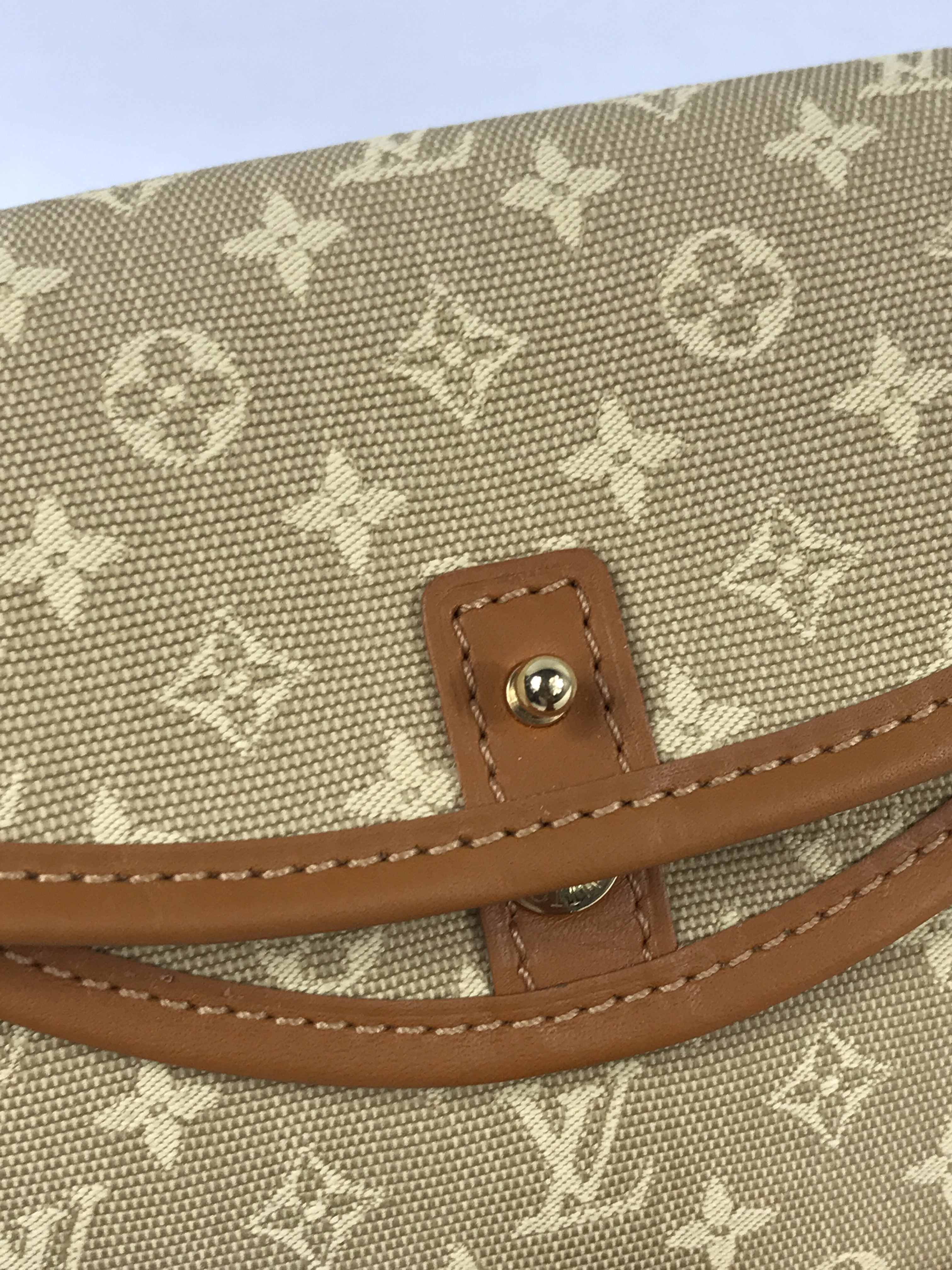 Vintage Beige Monogram Mini Lin Majorie Single Flap Shoulder Bag w/GHW