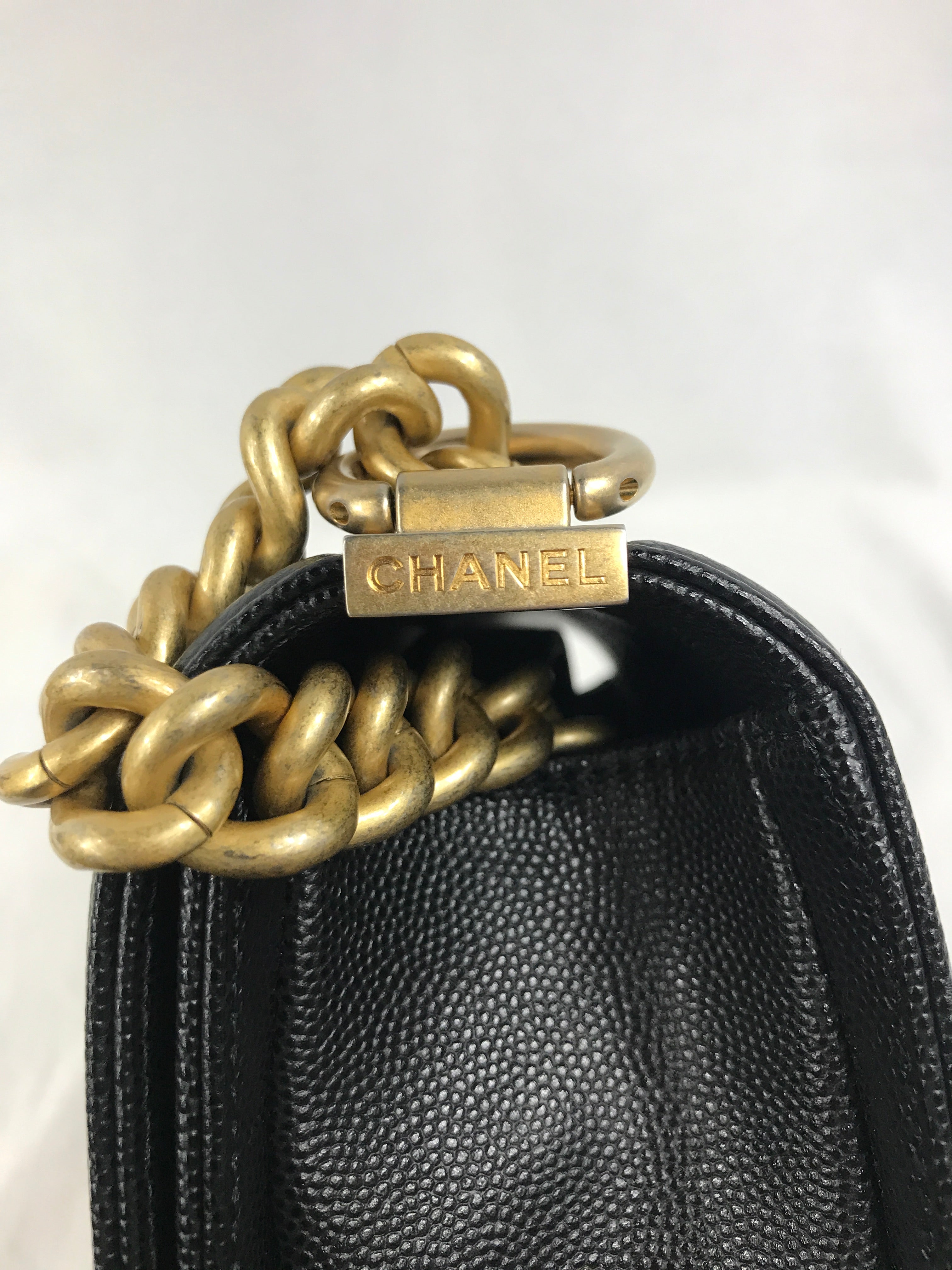 Black Caviar Small Quilted Boy Bag w/AGHW