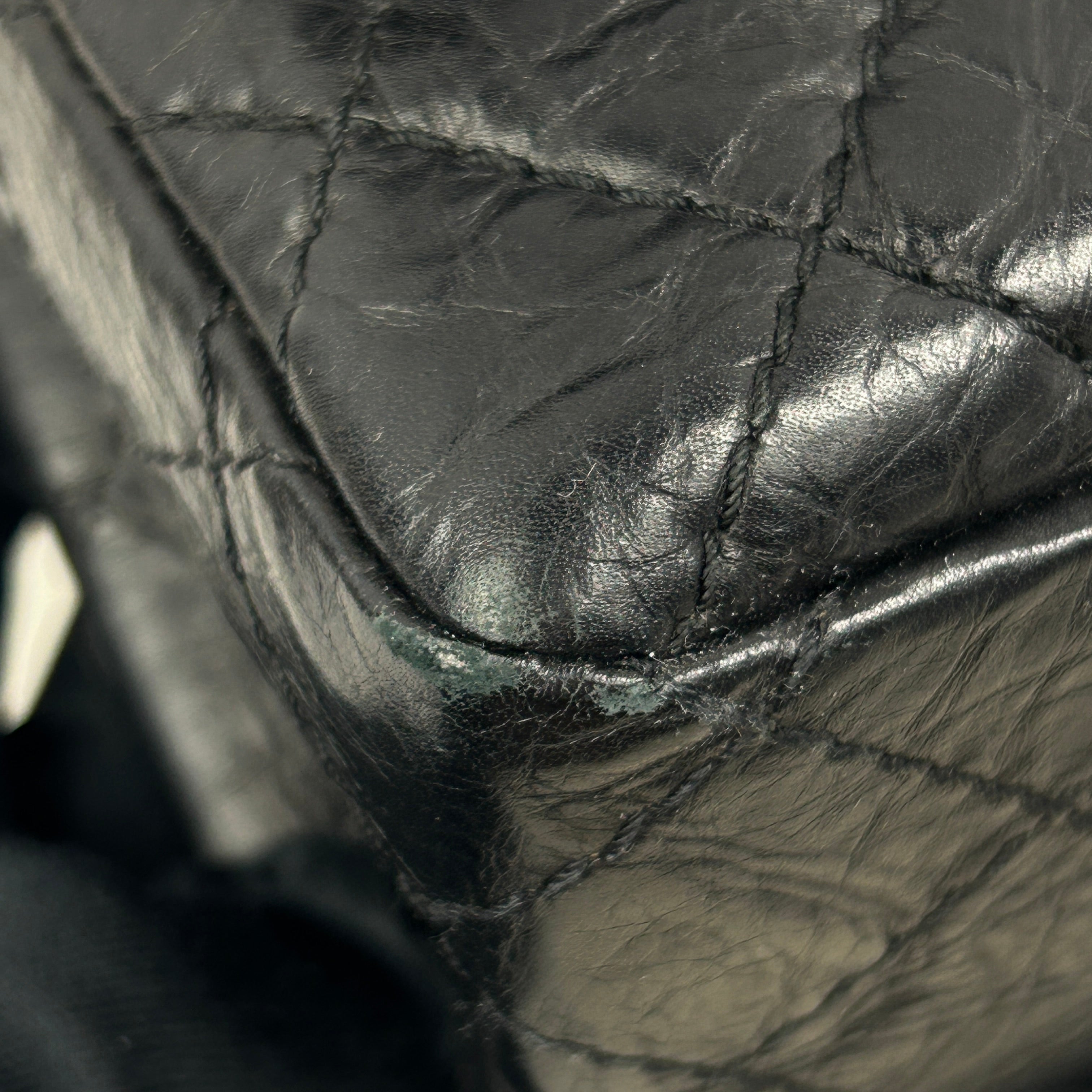 Black Aged Calfskin Reissue 225 Double Flap Bag w/AGHW