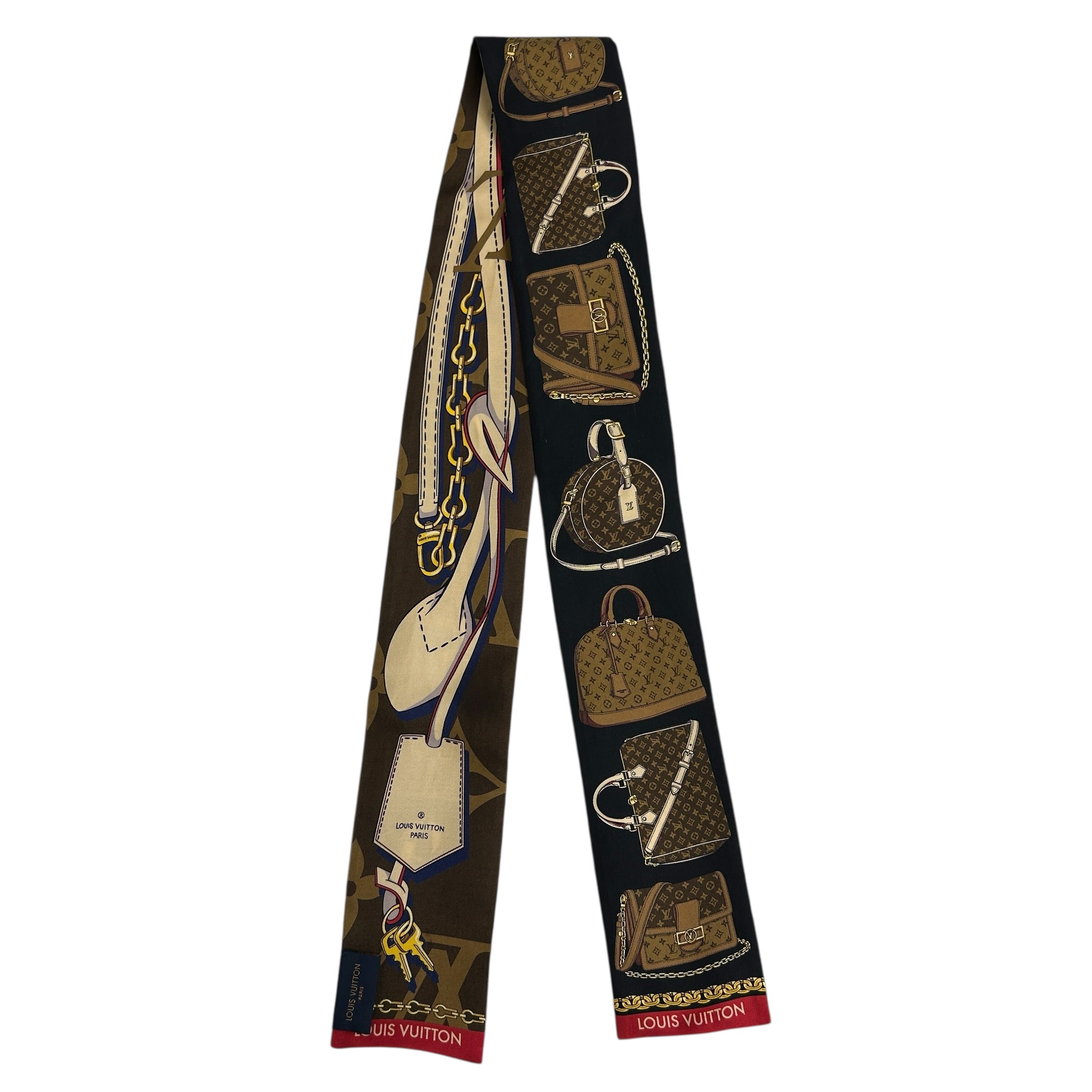 Black/Multicolor Silk Tribute To Marron Monogram Bandeau Scarf