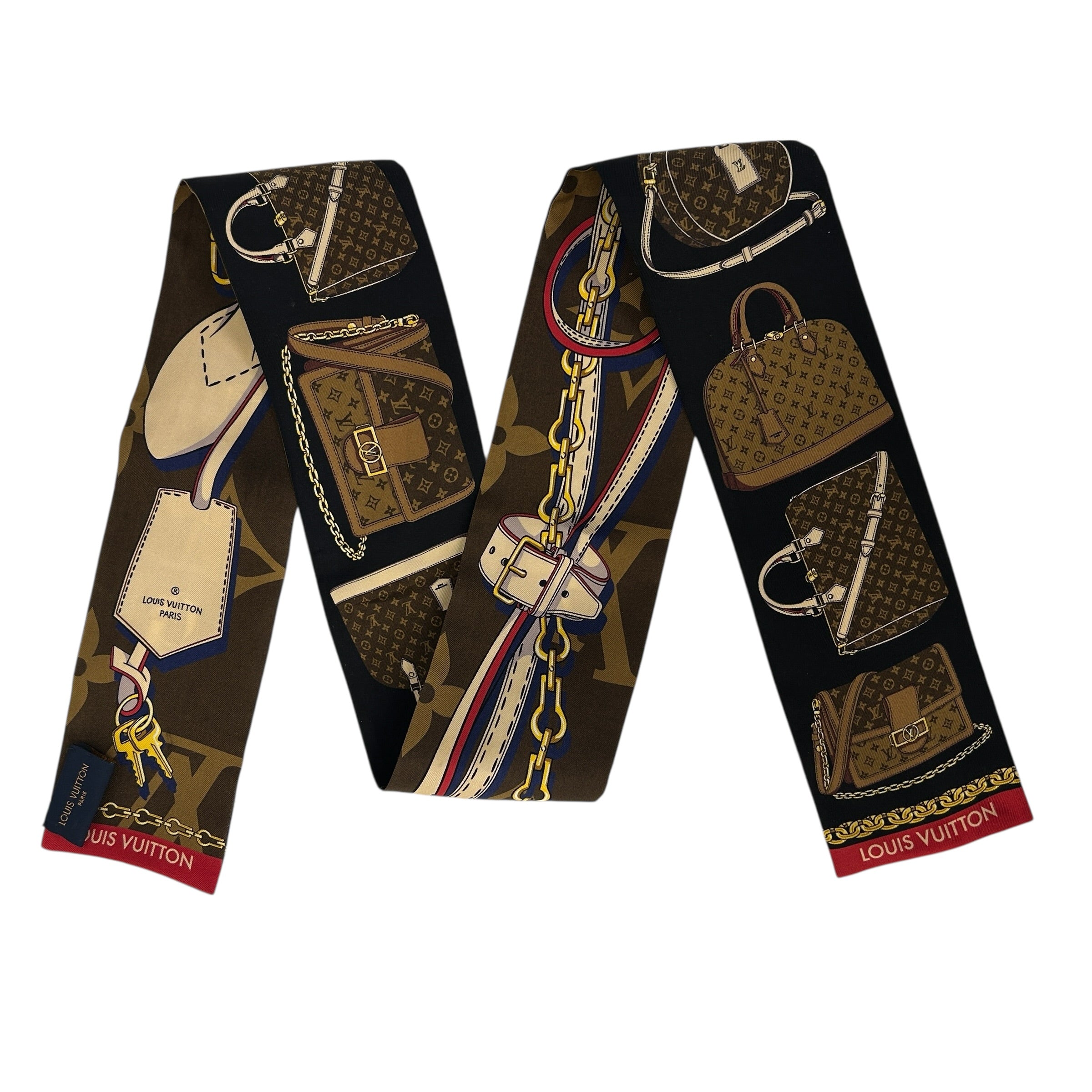 Black/Multicolor Silk Tribute To Marron Monogram Bandeau Scarf