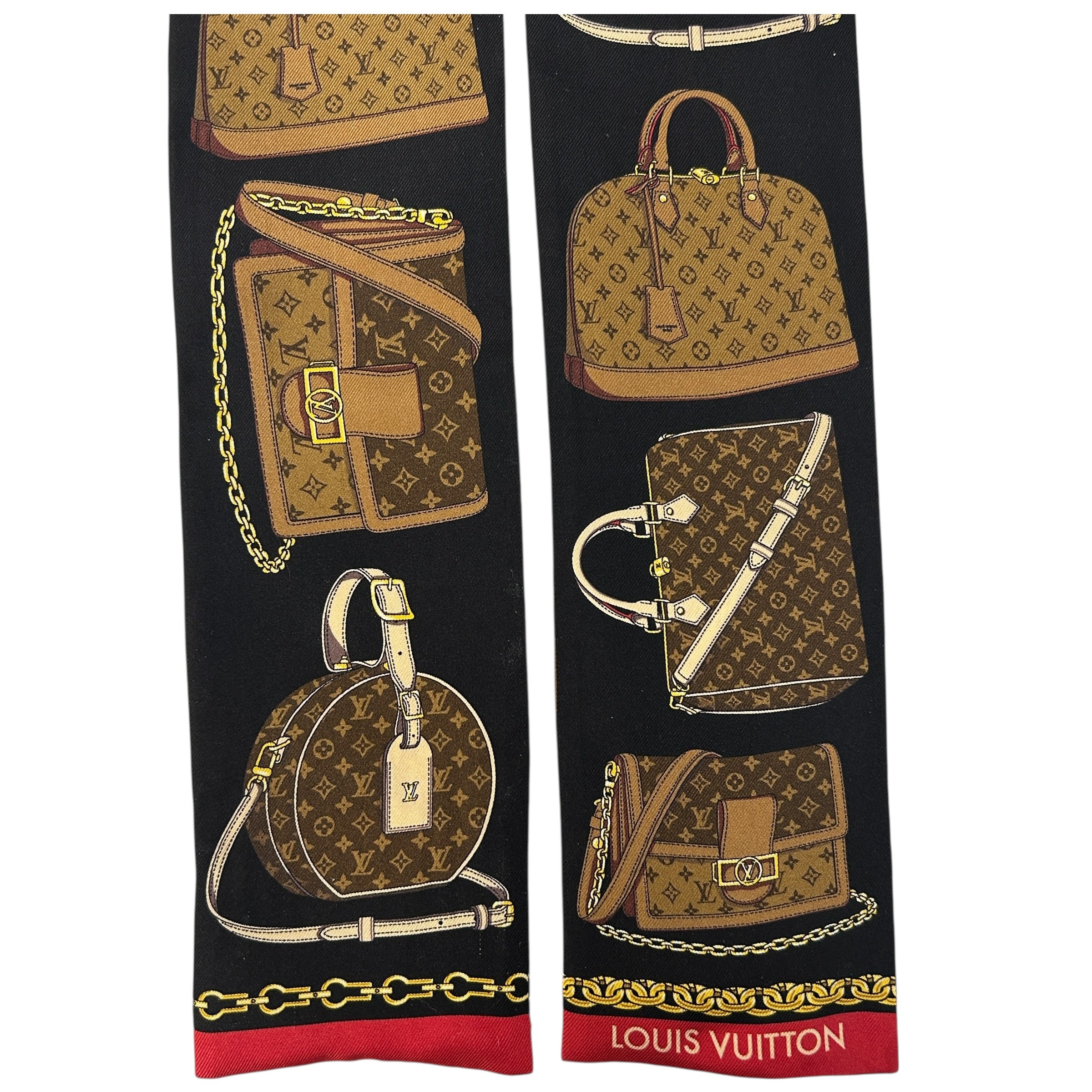 Black/Multicolor Silk Tribute To Marron Monogram Bandeau Scarf