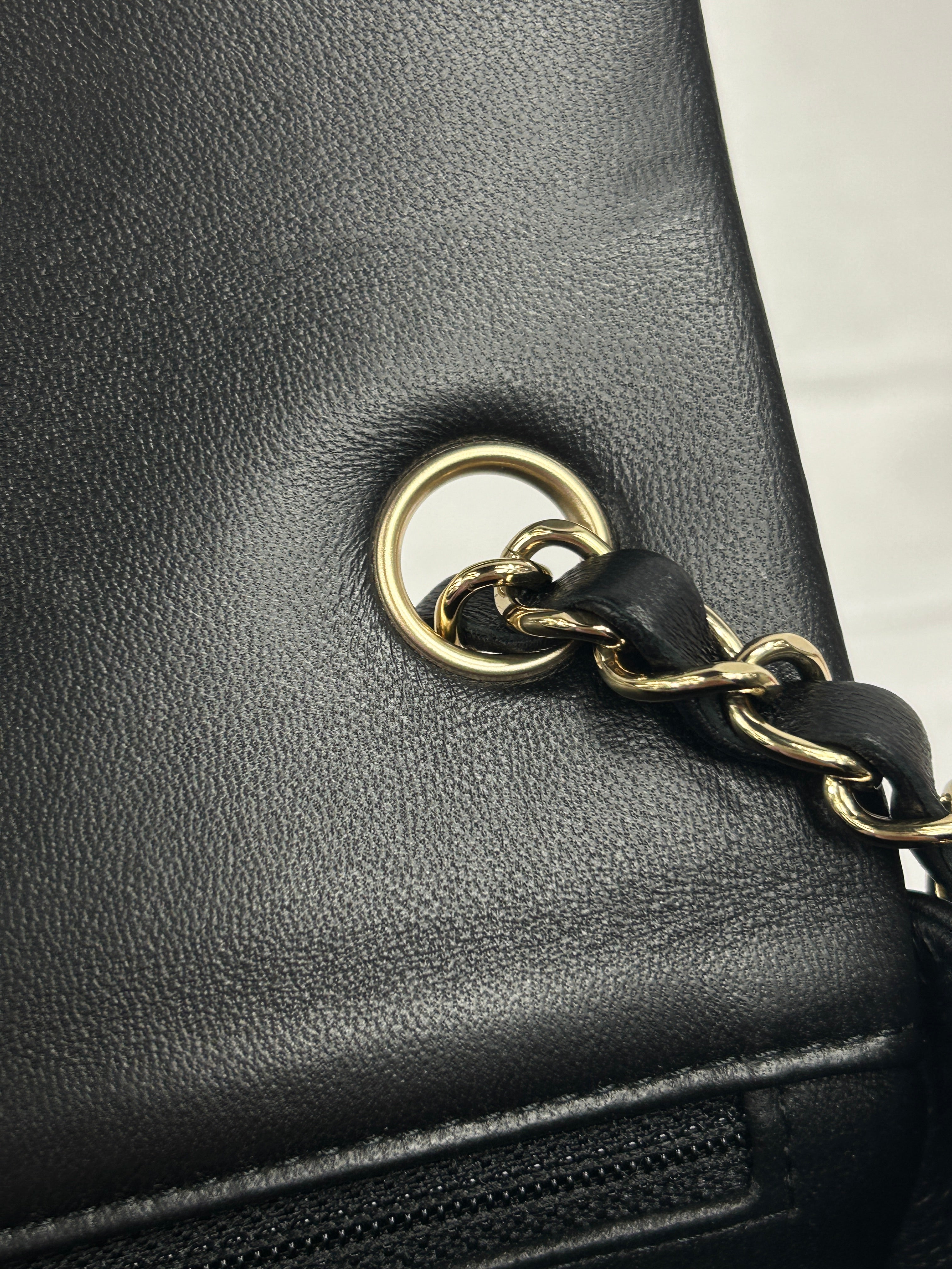 Black Lambskin Quilted Single Mini Rectangle Flap Bag w/ LGHW