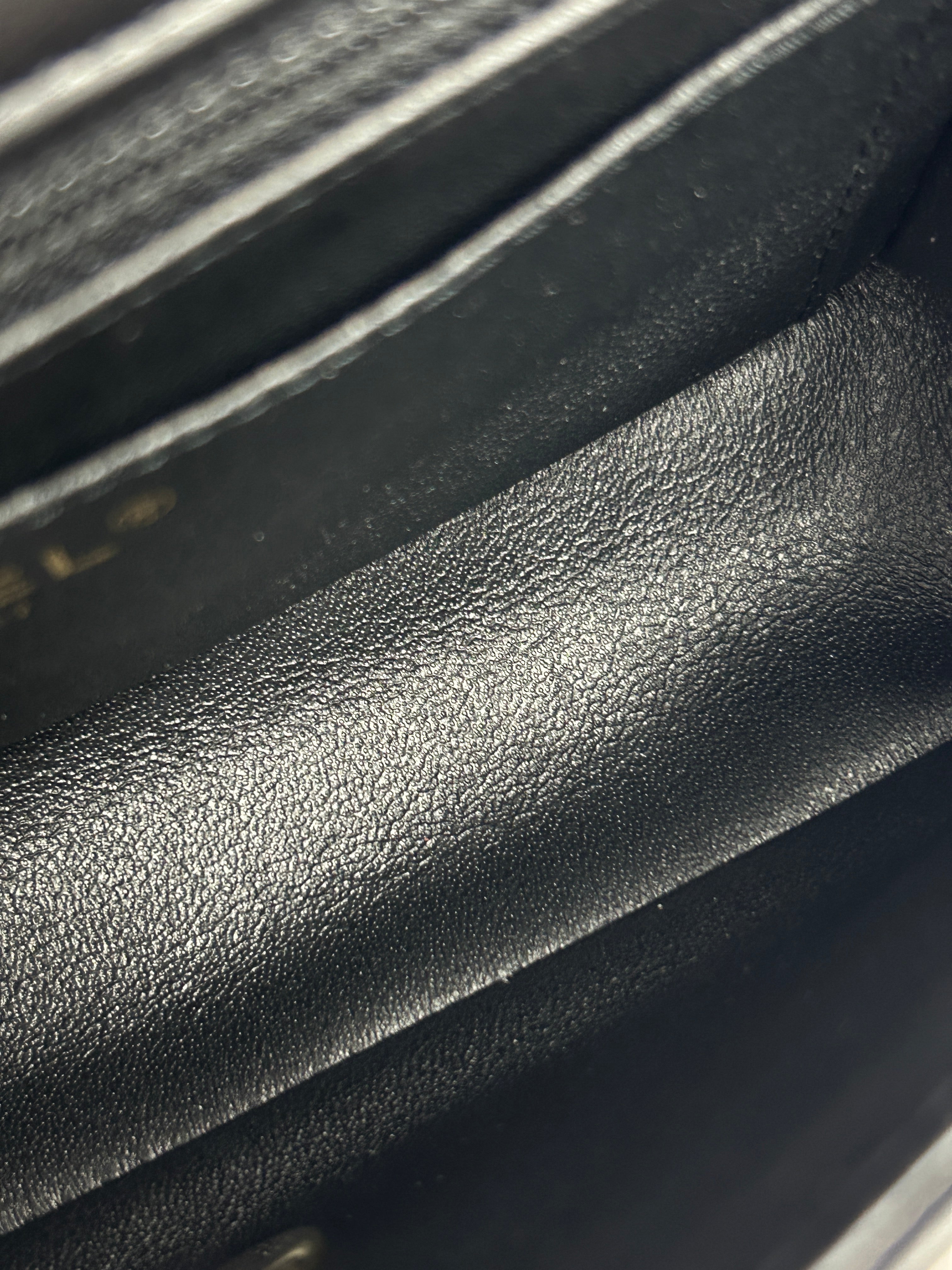 Black Lambskin Quilted Single Mini Rectangle Flap Bag w/ LGHW
