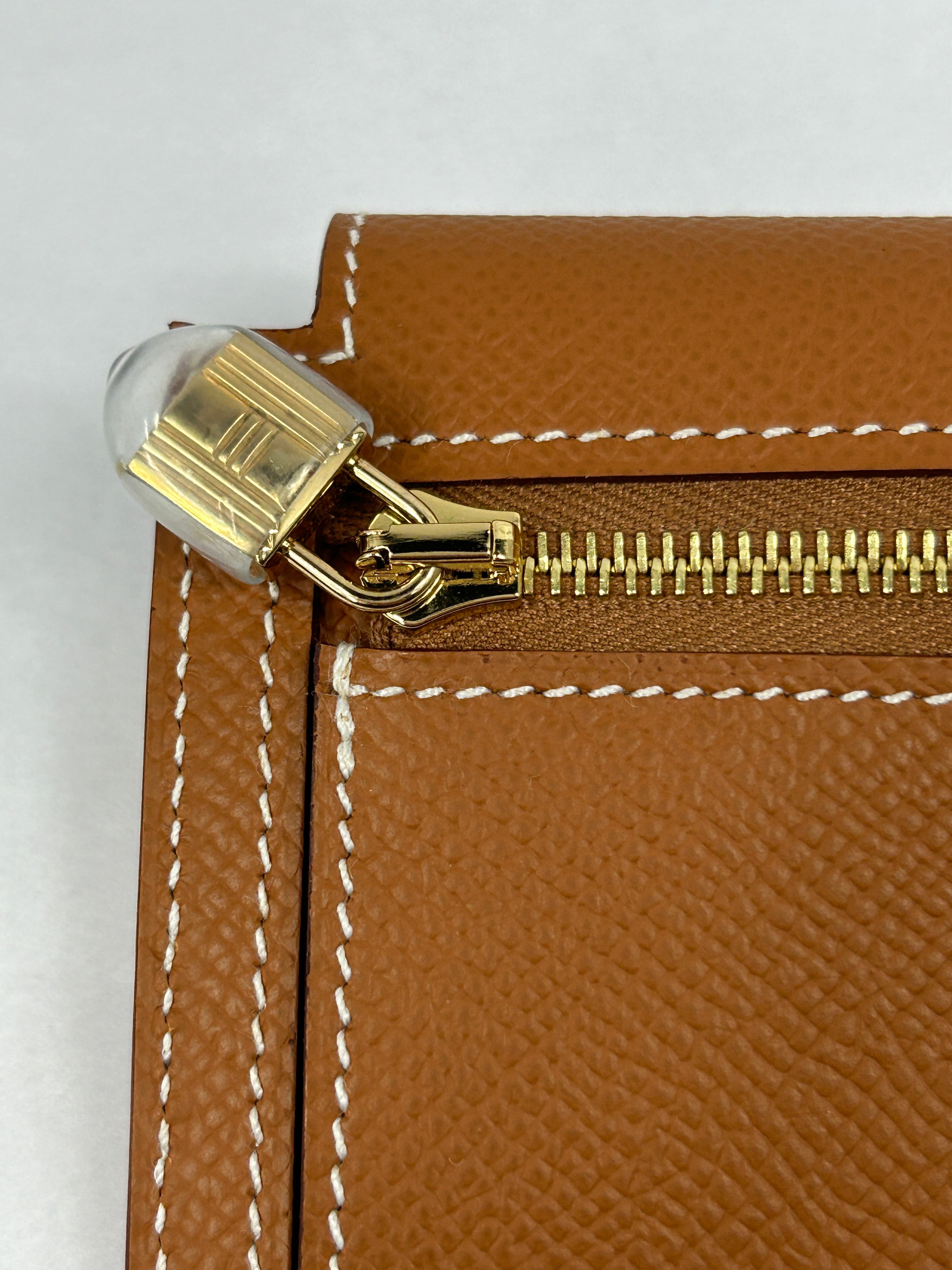 Gold Epsom Kelly Pocket Compact Wallet w/GHW