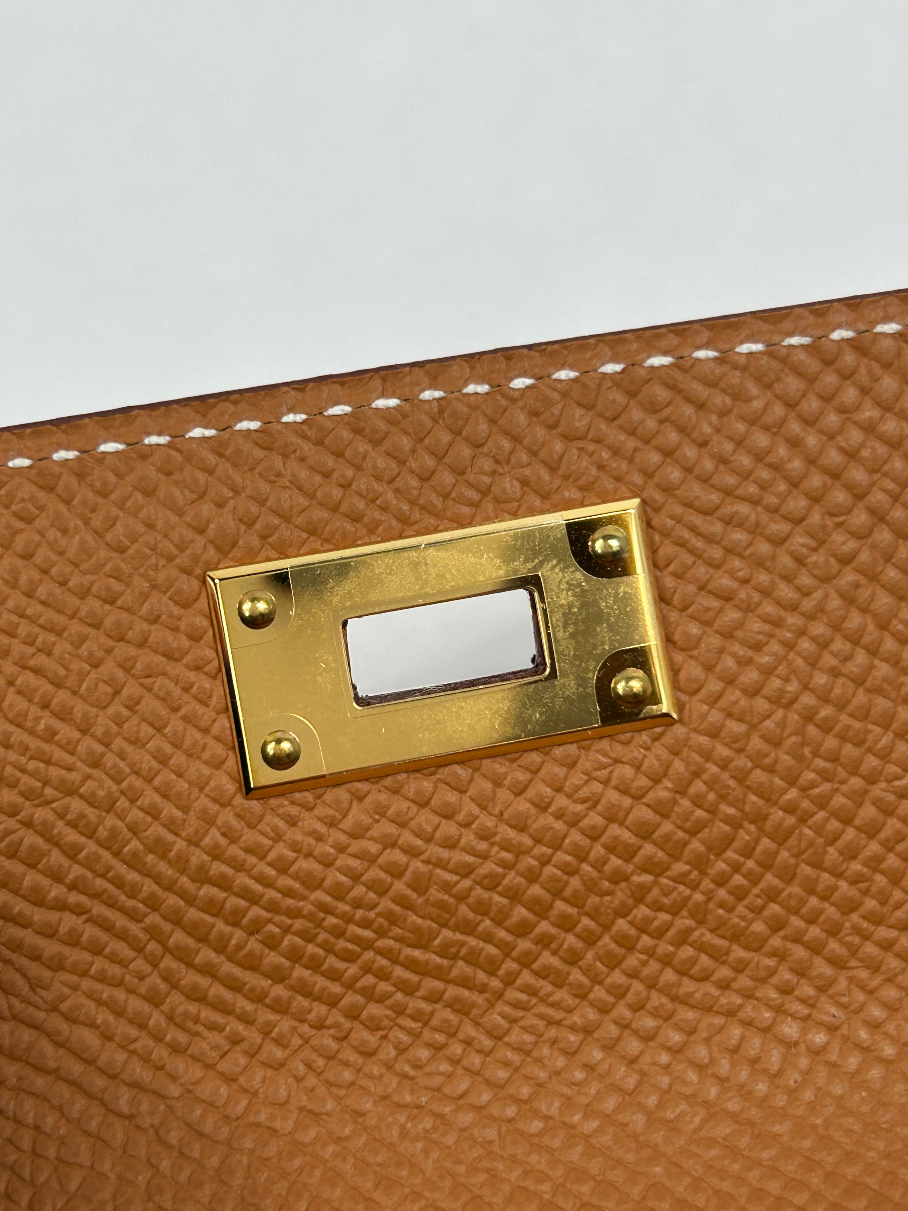 Gold Epsom Kelly Pocket Compact Wallet w/GHW