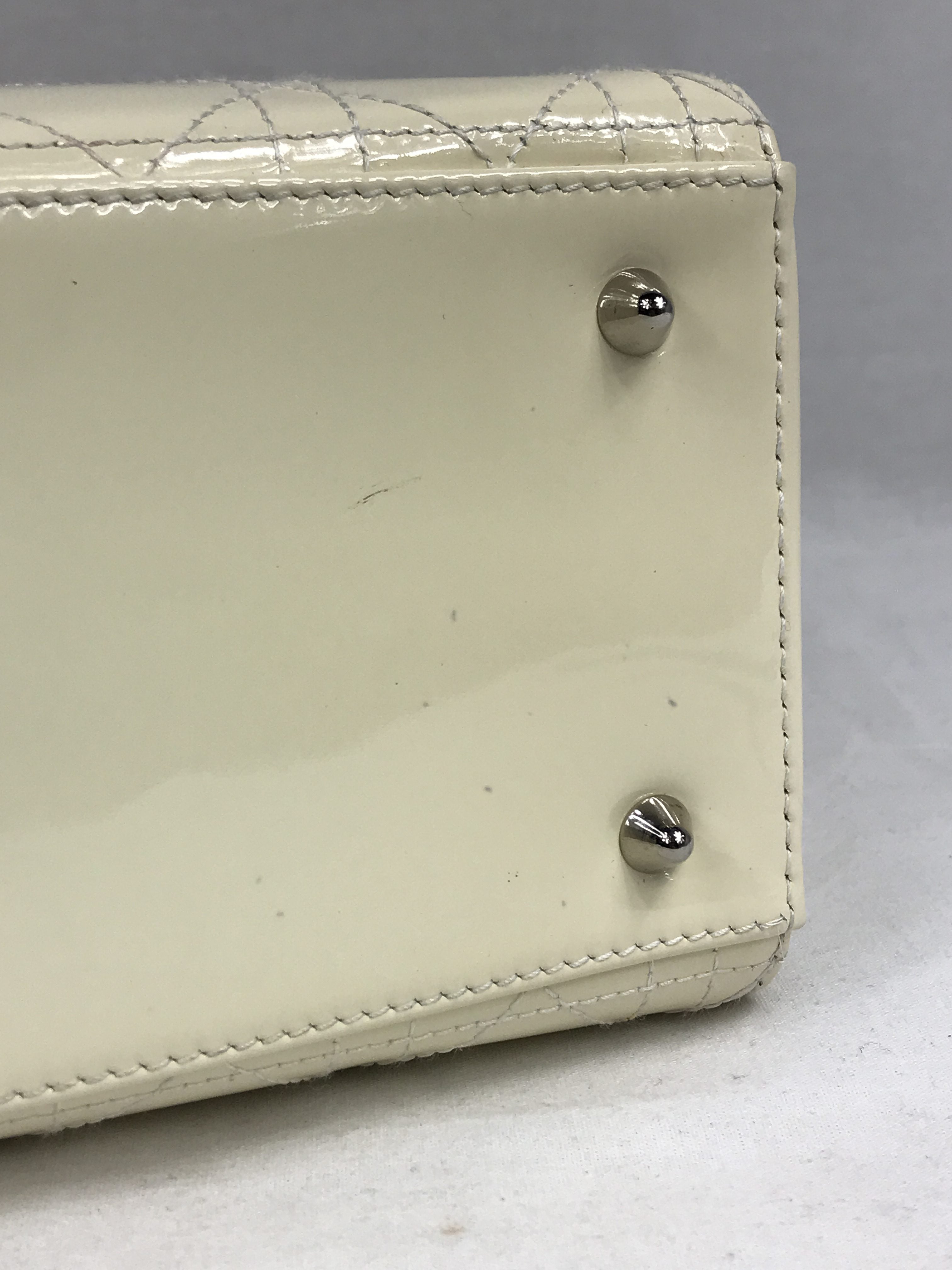 Medium Cream Patent Leather Lady Dior w/SHW