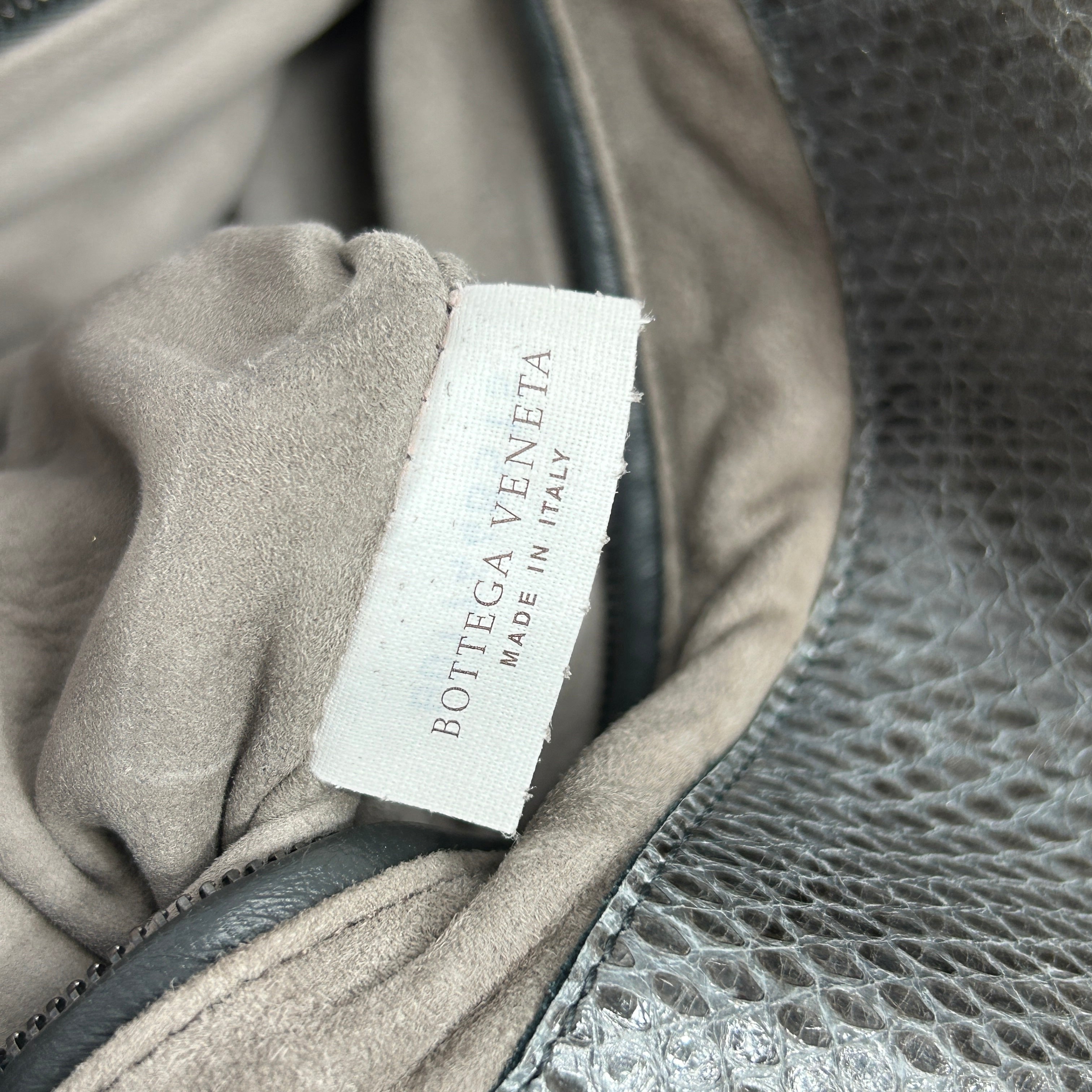 Gray Lambskin / Snakeskin Detail Foldover Bag