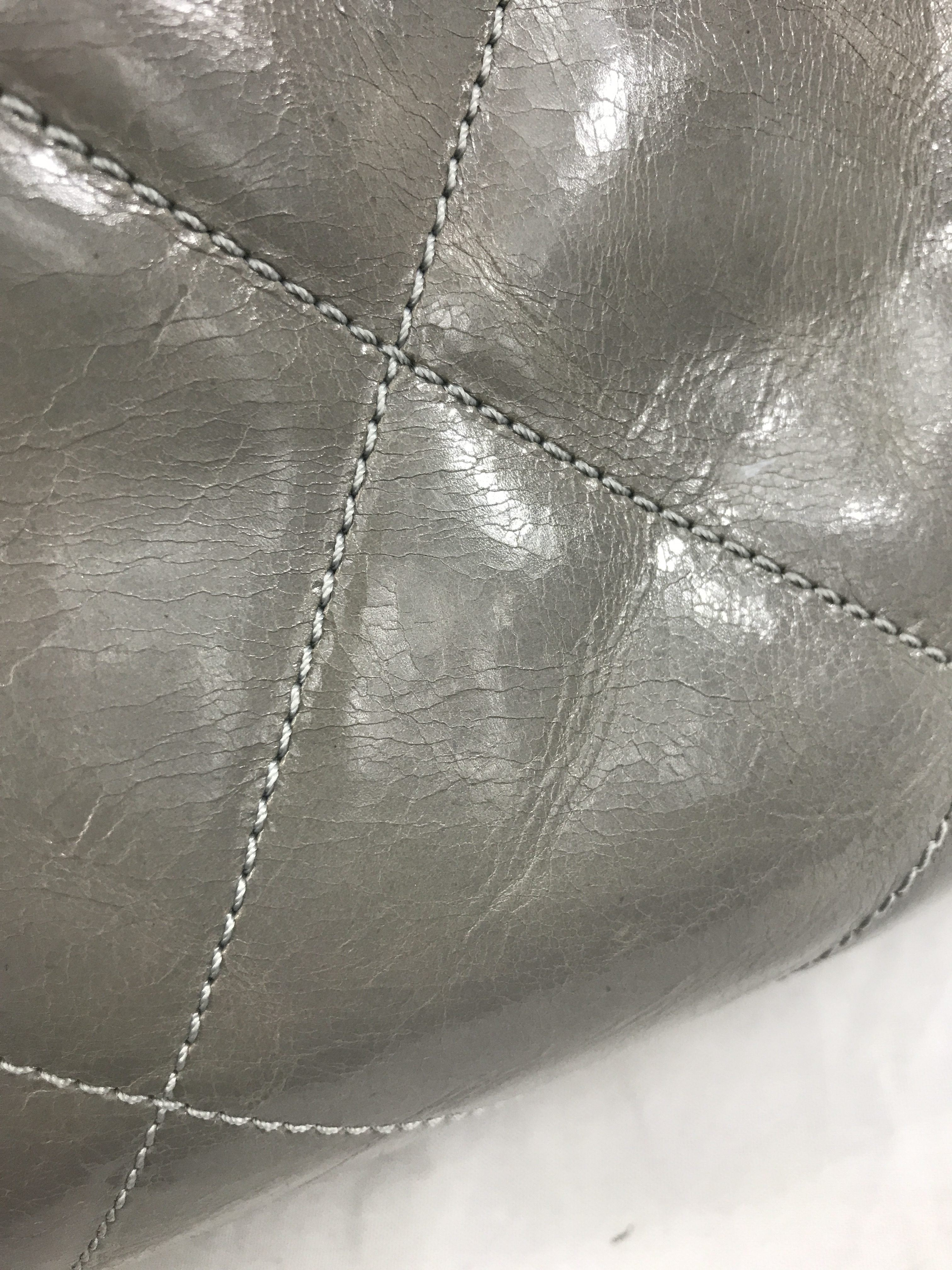 Two Tone Light/Dark Grey Quilted Glazed Portobello Tote Bag W/SHW