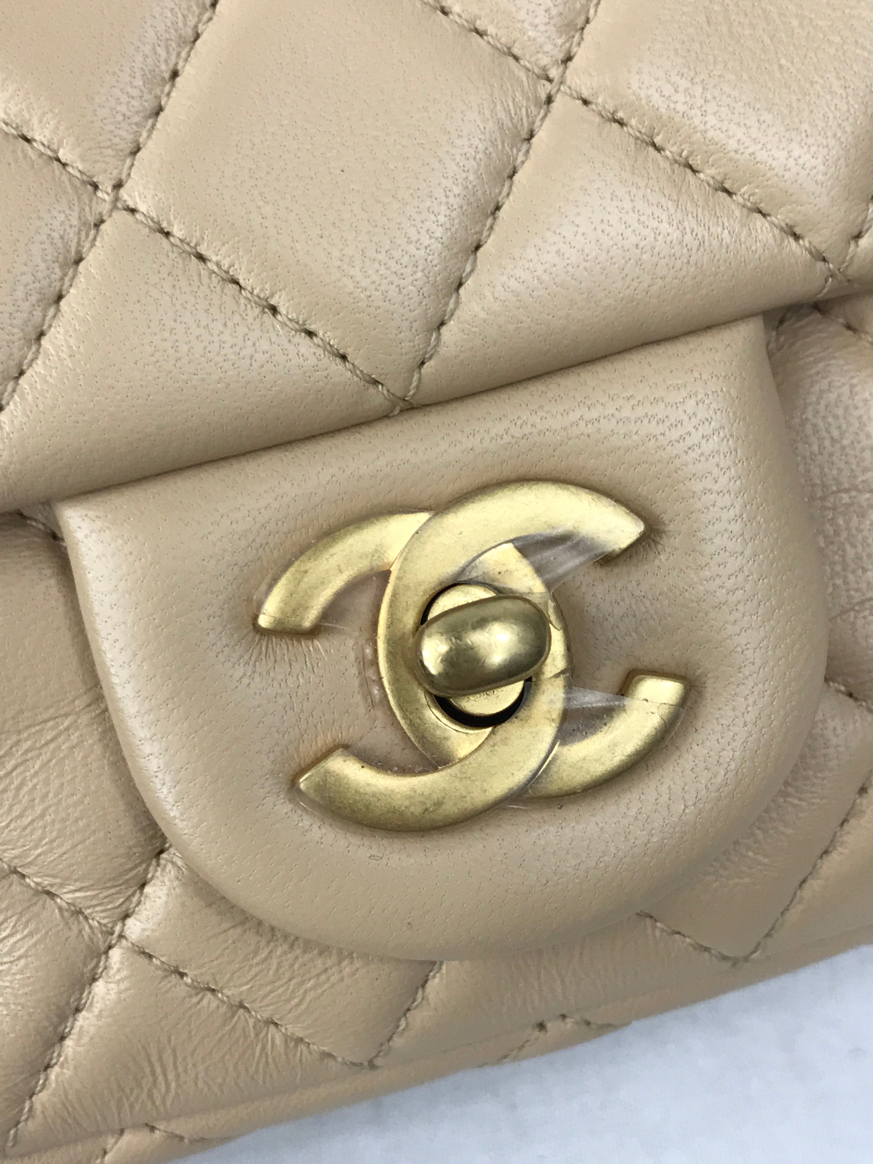 Lambskin Quilted Leather Mini Rectangle Pearl Crush w/AGHW