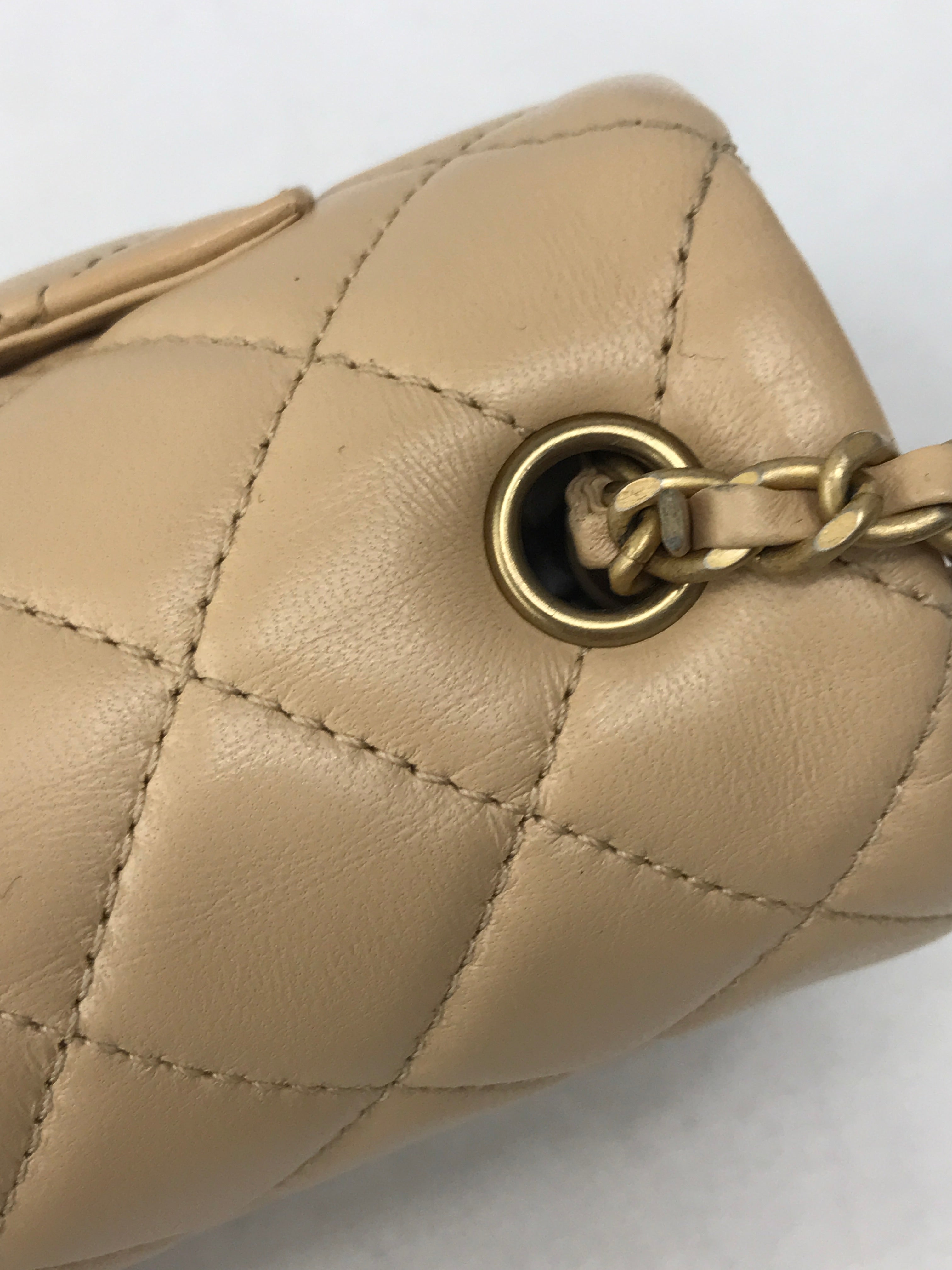 Lambskin Quilted Leather Mini Rectangle Pearl Crush w/AGHW